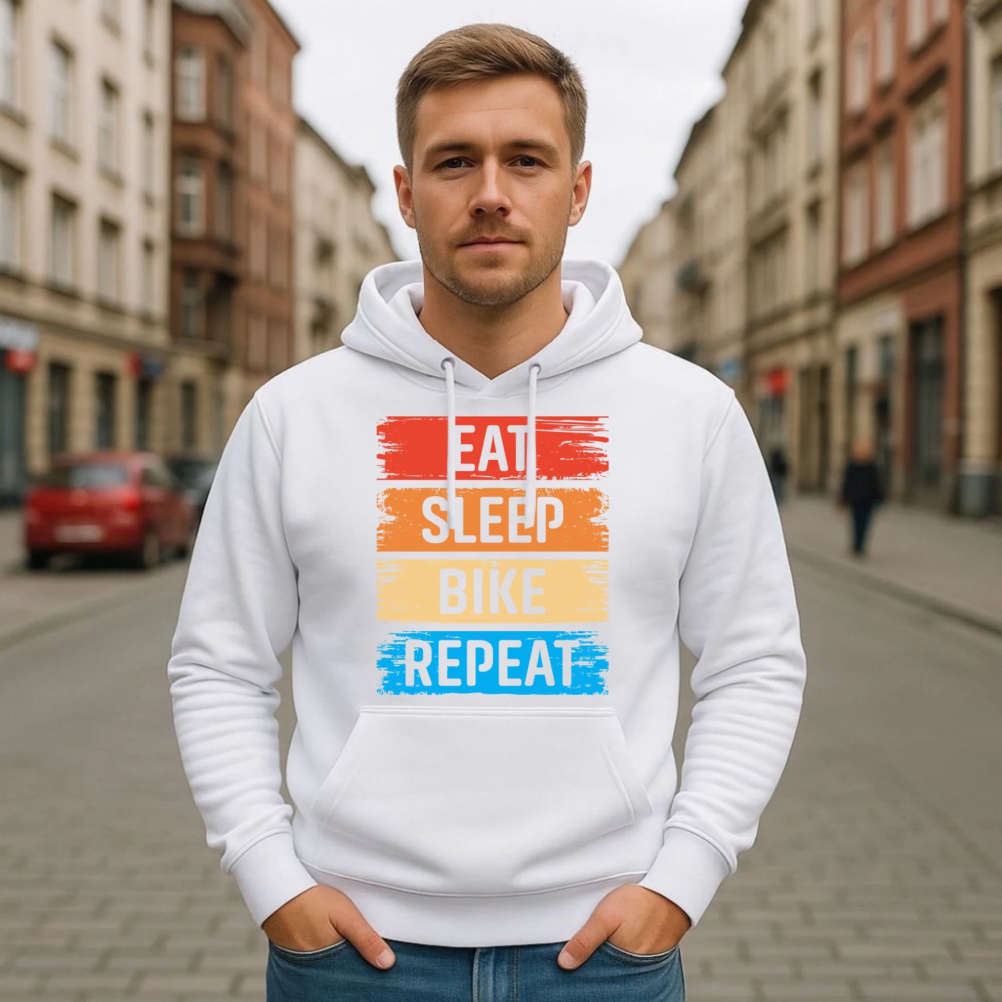 Bluza męska z kapturem na rower - Eat sleep bike repeat HR03 - StoryCups.pl