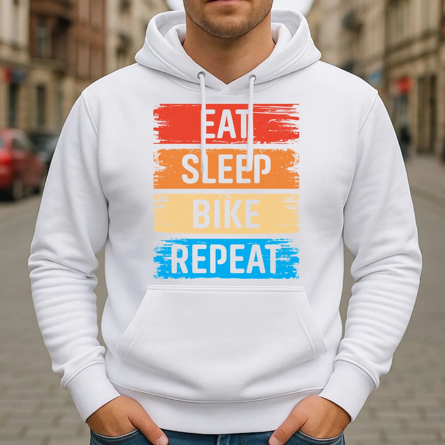 Bluza męska z kapturem na rower - Eat sleep bike repeat HR03 - StoryCups.pl