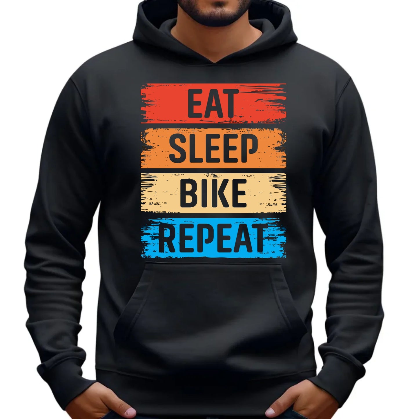 Bluza męska z kapturem na rower - Eat sleep bike repeat HR03 - StoryCups.pl