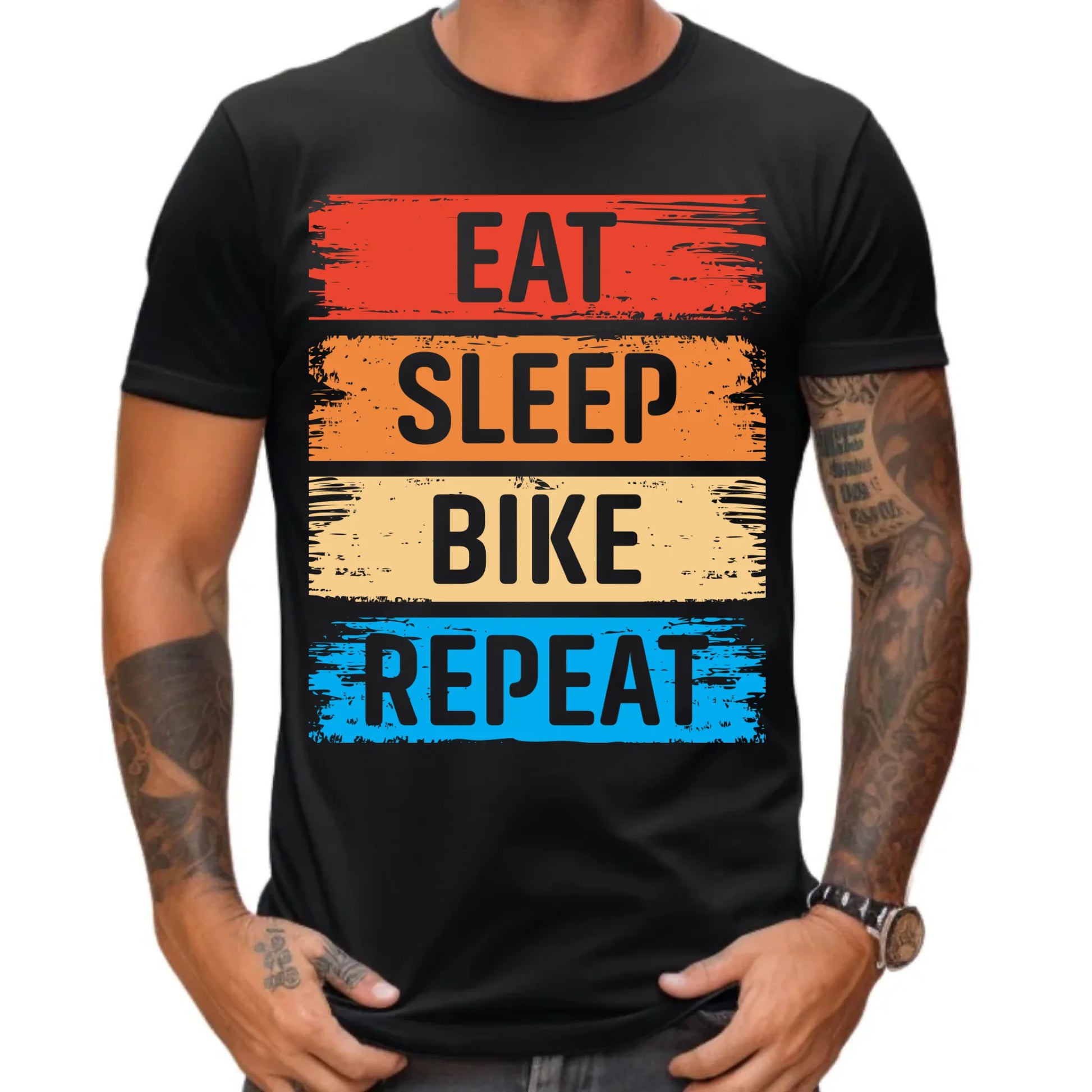 Koszulka męska na rower - Eat sleep bike repeat HR03 - StoryCups.pl