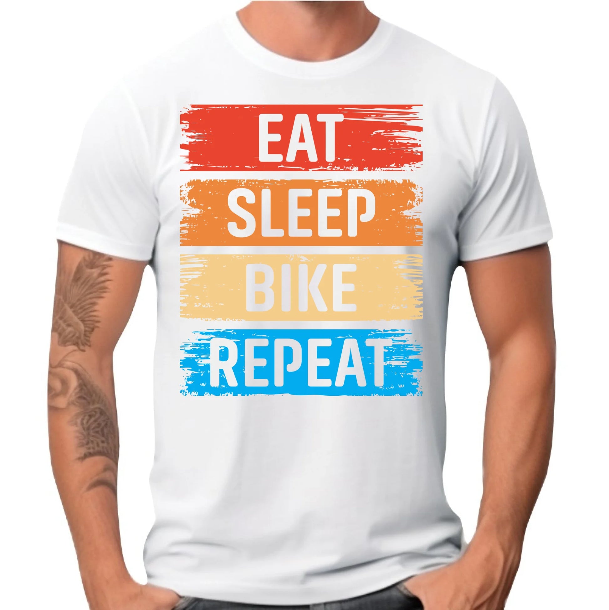 Koszulka męska na rower - Eat sleep bike repeat HR03 - StoryCups.pl