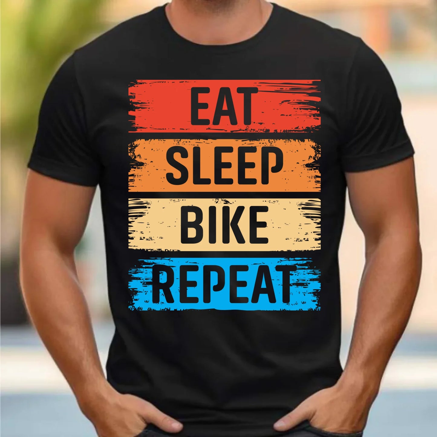 Koszulka męska na rower - Eat sleep bike repeat HR03 - StoryCups.pl