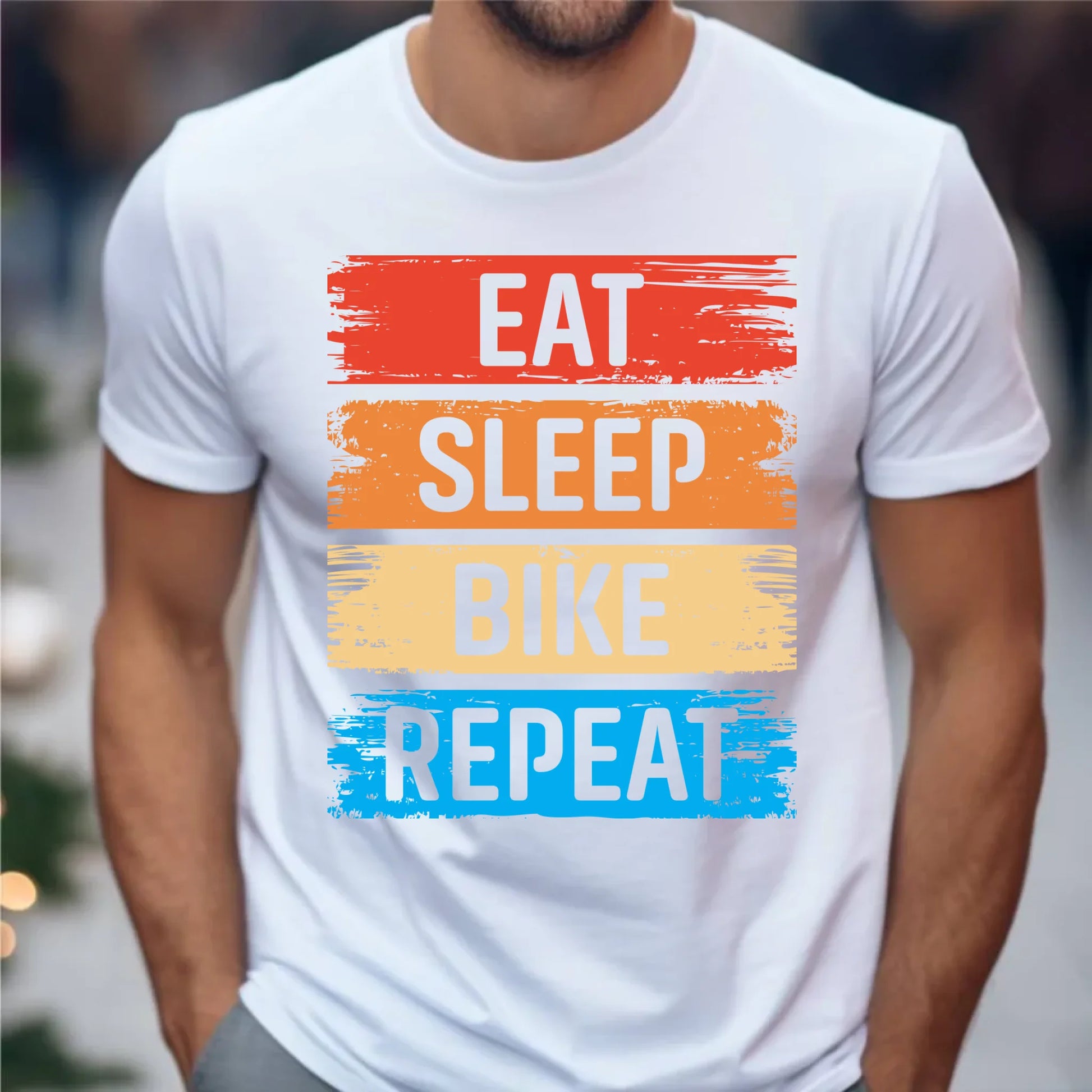 Koszulka męska na rower - Eat sleep bike repeat HR03 - StoryCups.pl
