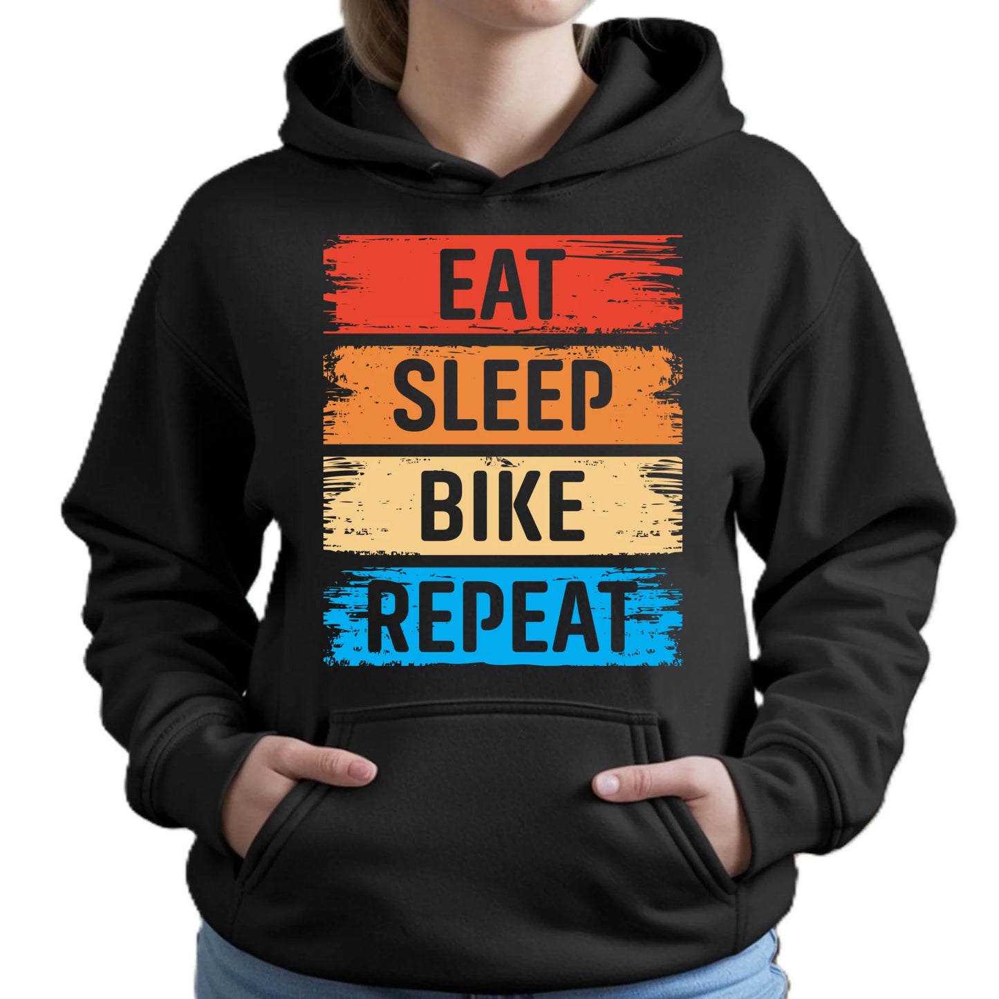Bluza damska z kapturem na rower - Eat sleep bike repeat HR03 - StoryCups.pl