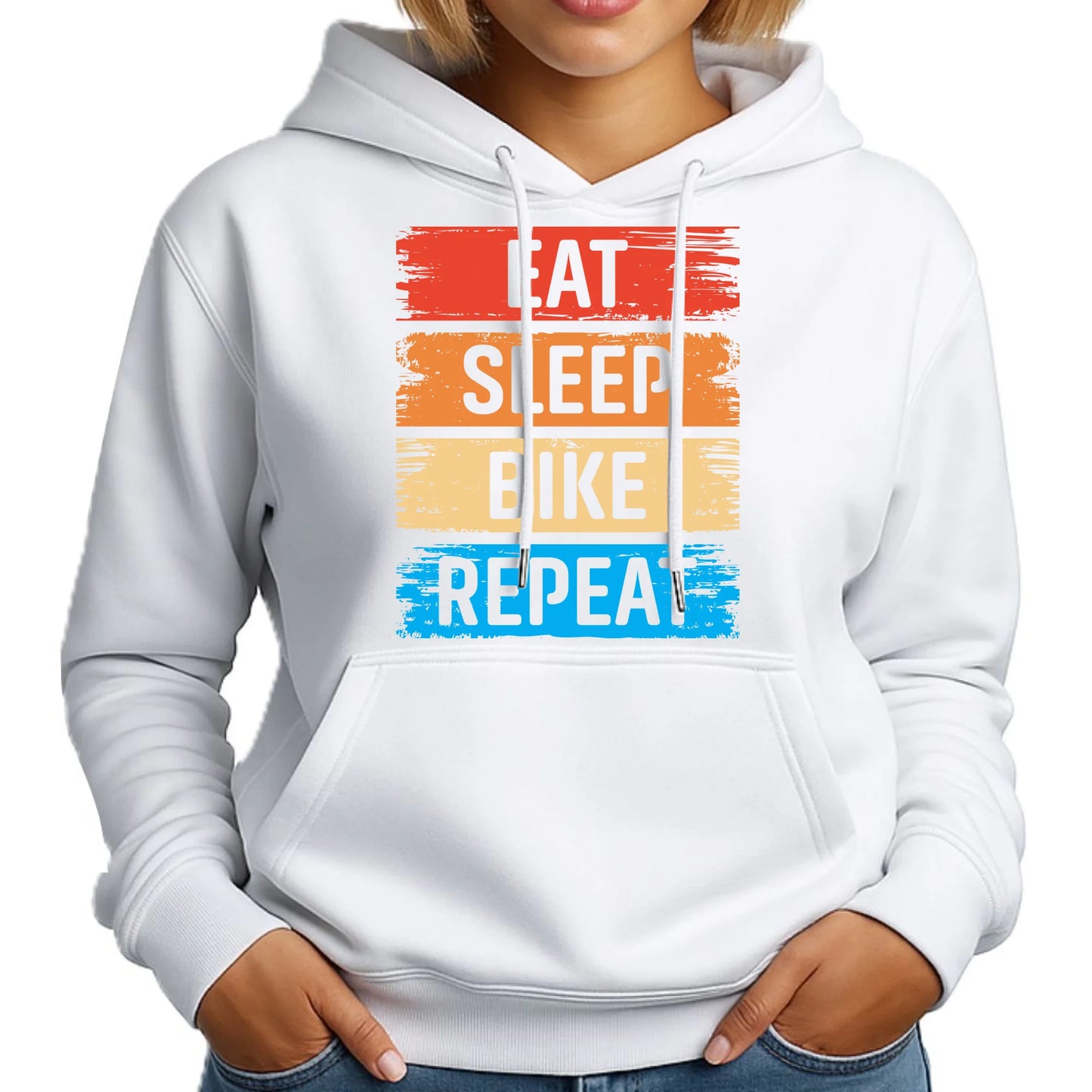 Bluza damska z kapturem na rower - Eat sleep bike repeat HR03 - StoryCups.pl