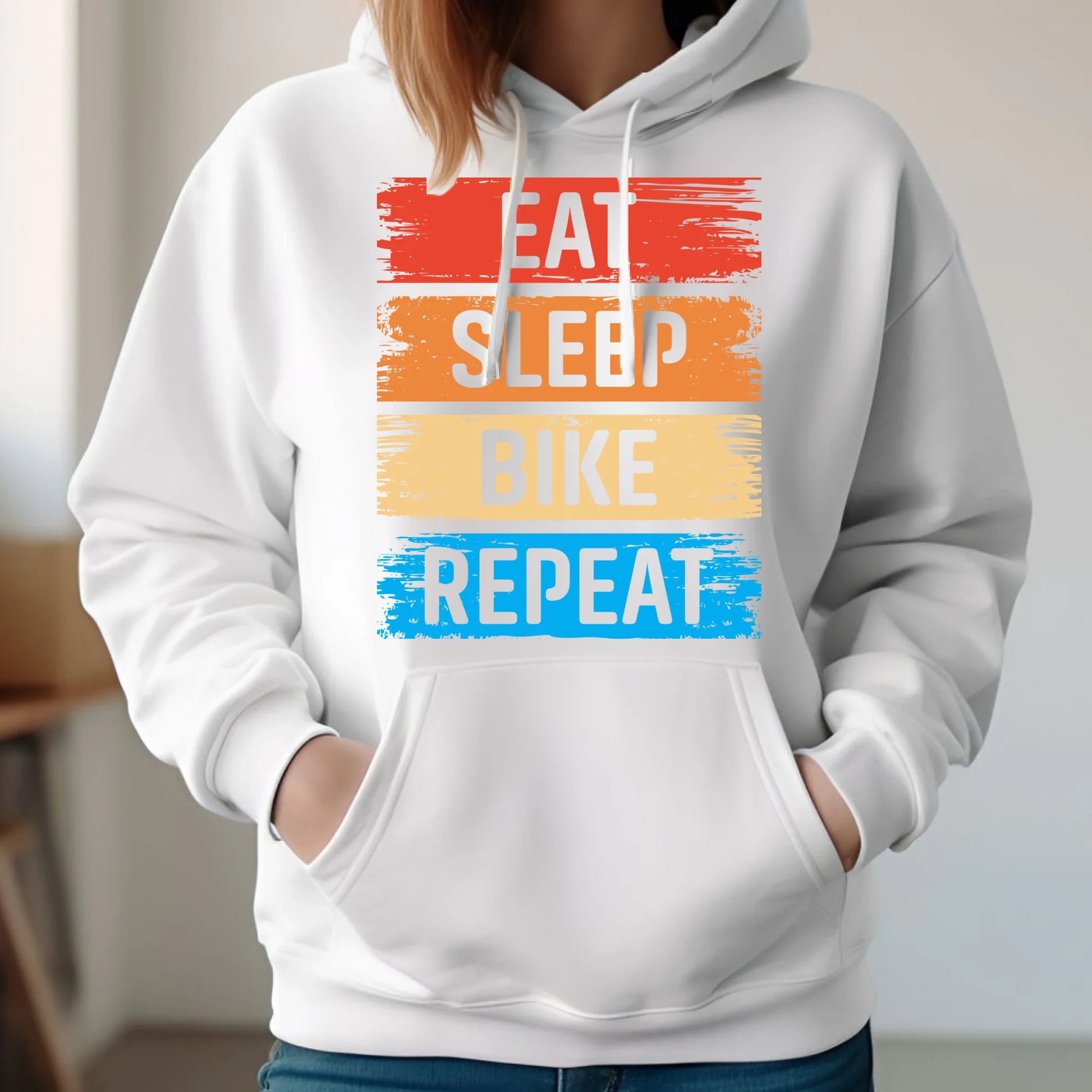 Bluza damska z kapturem na rower - Eat sleep bike repeat HR03 - StoryCups.pl