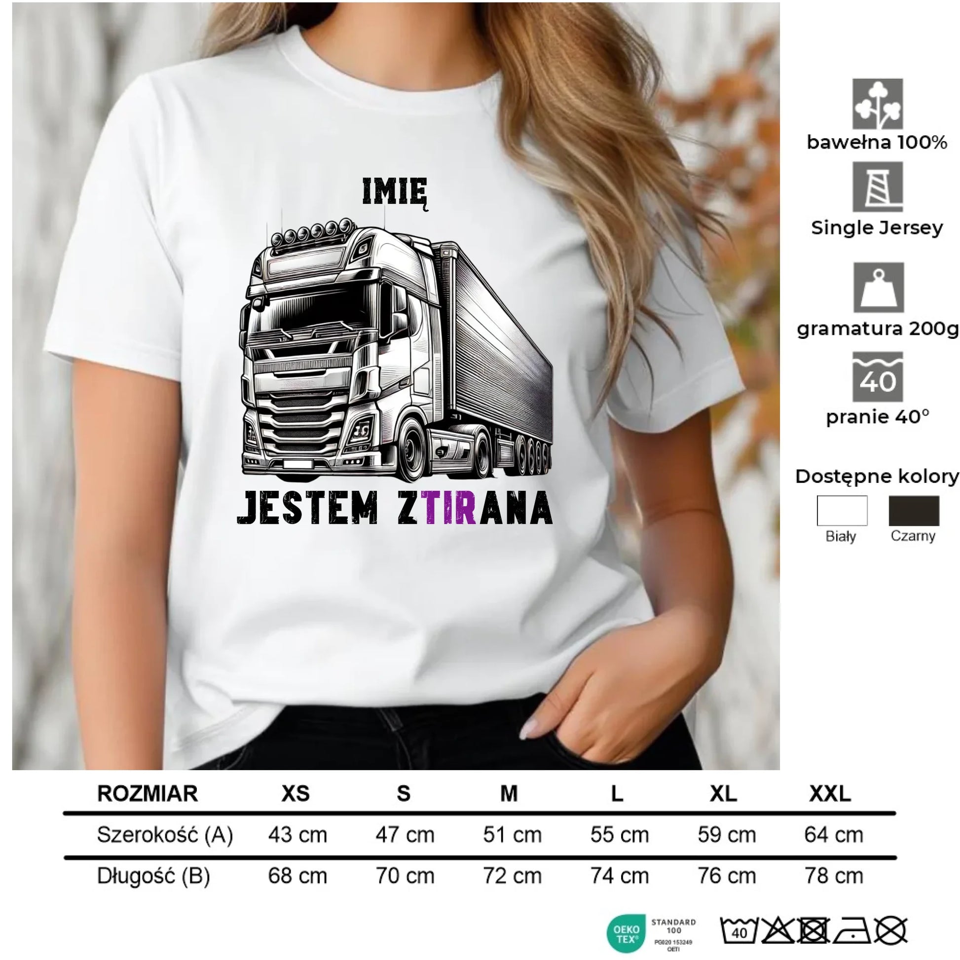 Koszulka damska dla kierowcy tira - Jestem zTIRana - personalizowana ZKT02 - StoryCups.pl