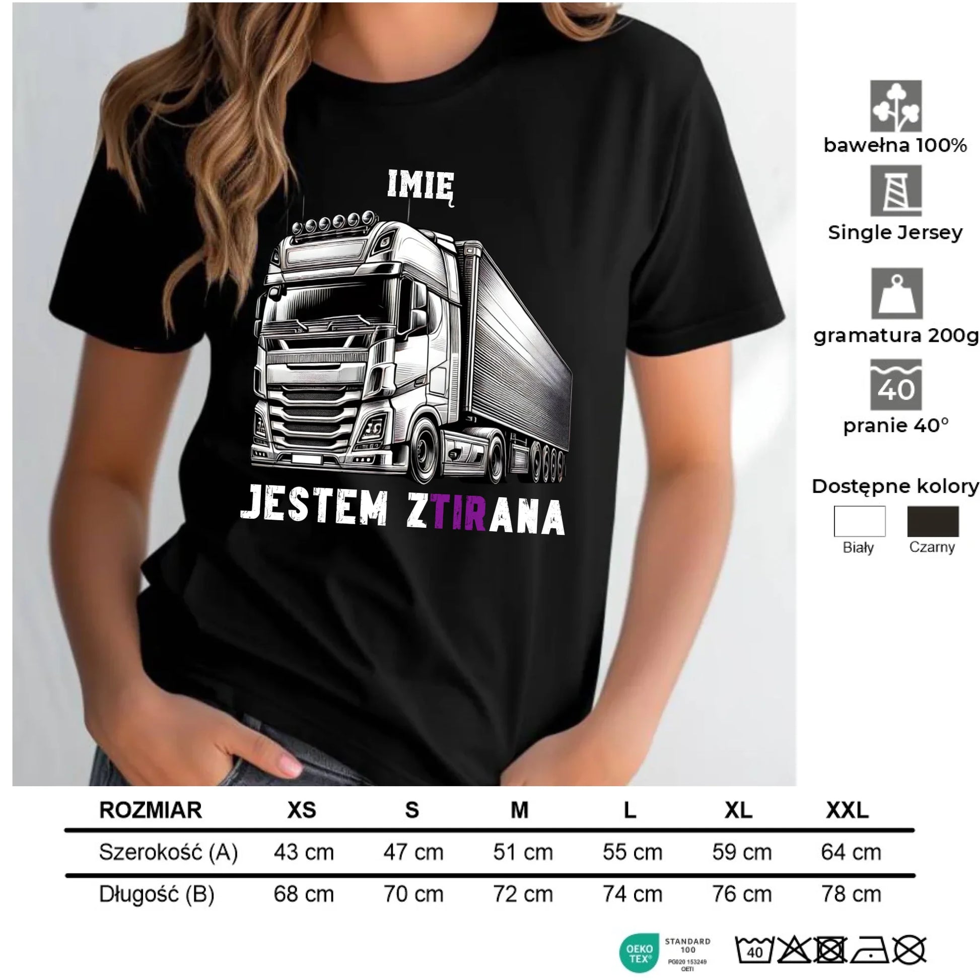 Koszulka damska dla kierowcy tira - Jestem zTIRana - personalizowana ZKT02 - StoryCups.pl
