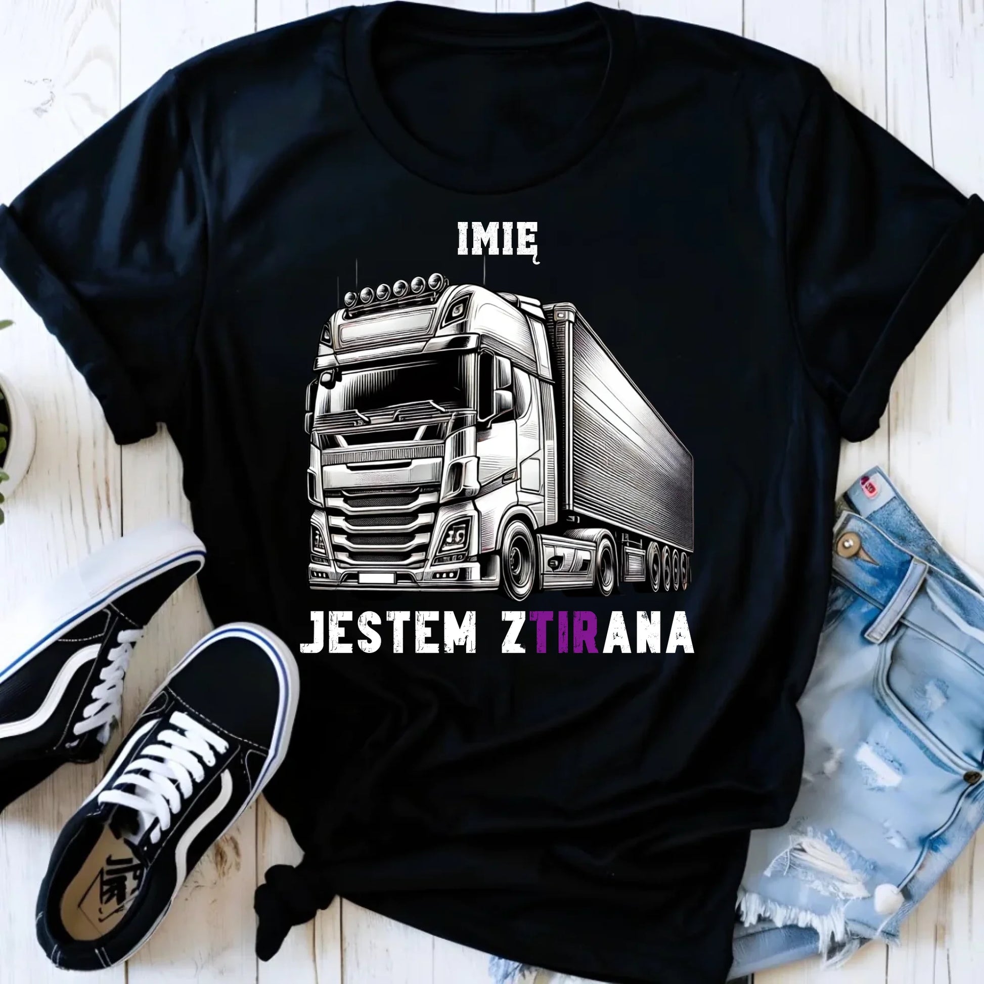 Koszulka damska dla kierowcy tira - Jestem zTIRana - personalizowana ZKT02 - StoryCups.pl