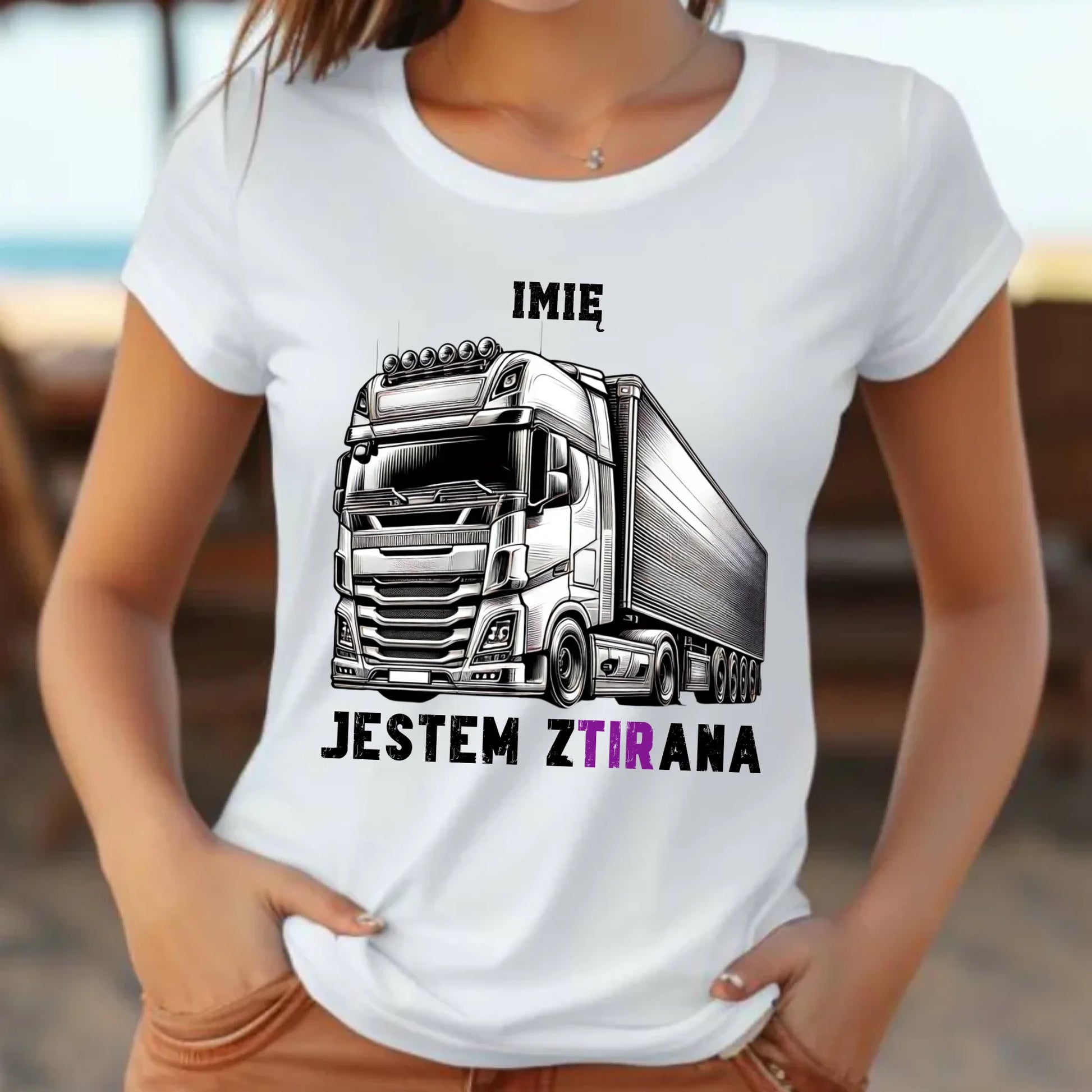 Koszulka damska dla kierowcy tira - Jestem zTIRana - personalizowana ZKT02 - StoryCups.pl