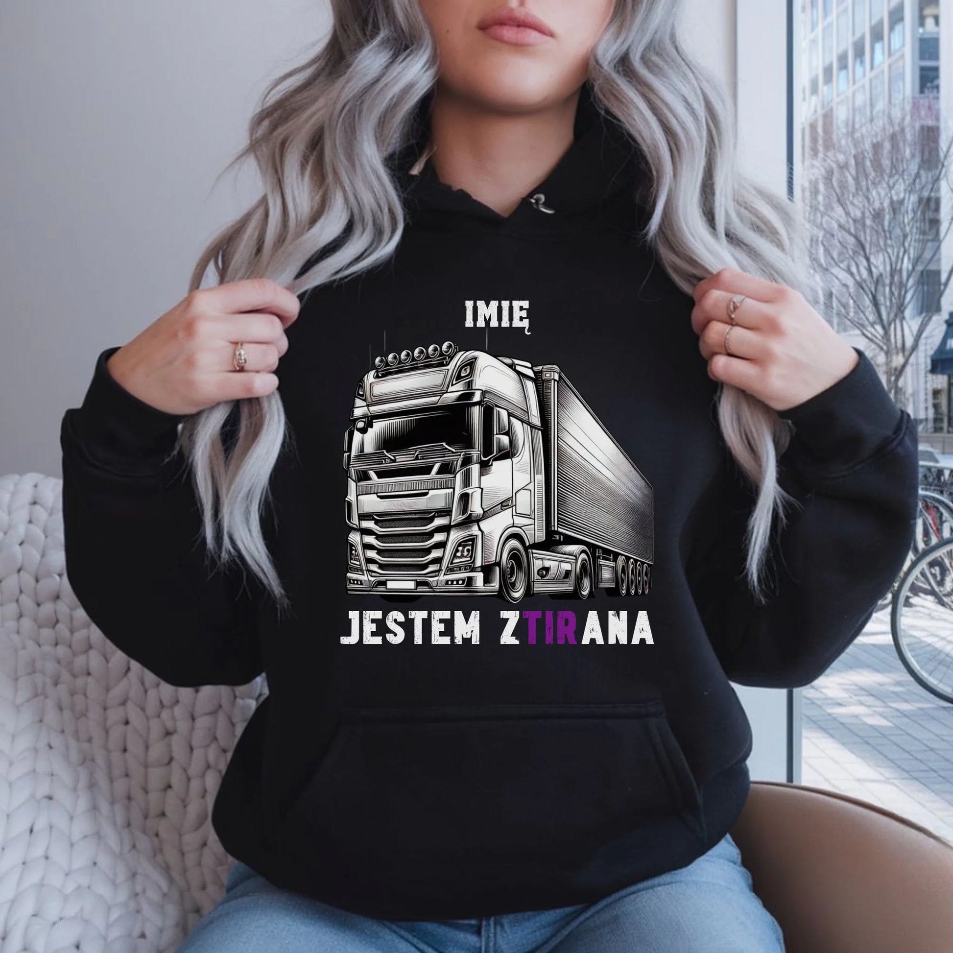 Bluza damska z kapturem dla kierowcy tira - Jestem zTIRana - personalizowana ZKT02 - StoryCups.pl