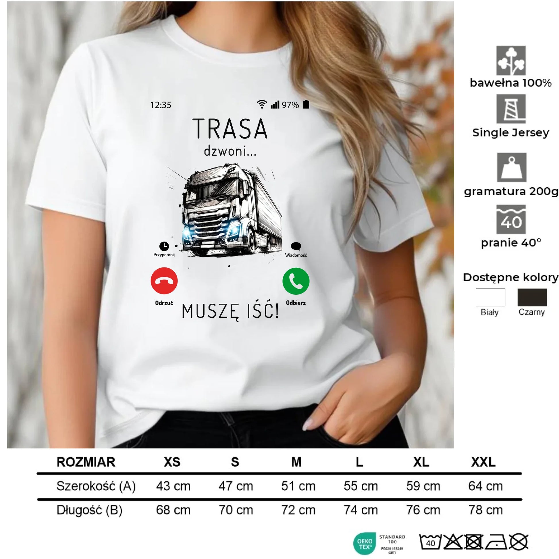 Koszulka damska dla kierowcy tira - Trasa dzwoni muszę iść ZKT03 - StoryCups.pl