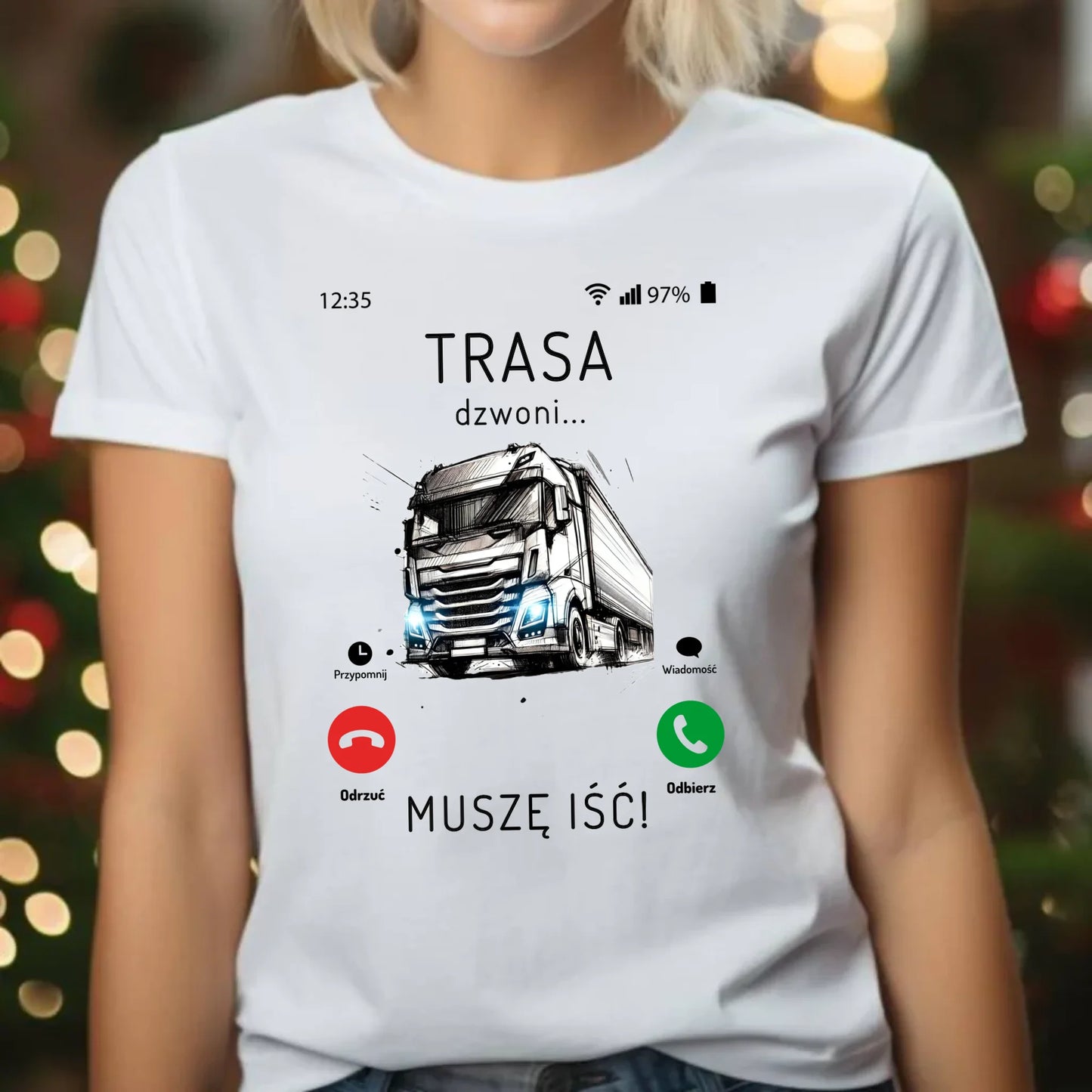 Koszulka damska dla kierowcy tira - Trasa dzwoni muszę iść ZKT03 - StoryCups.pl