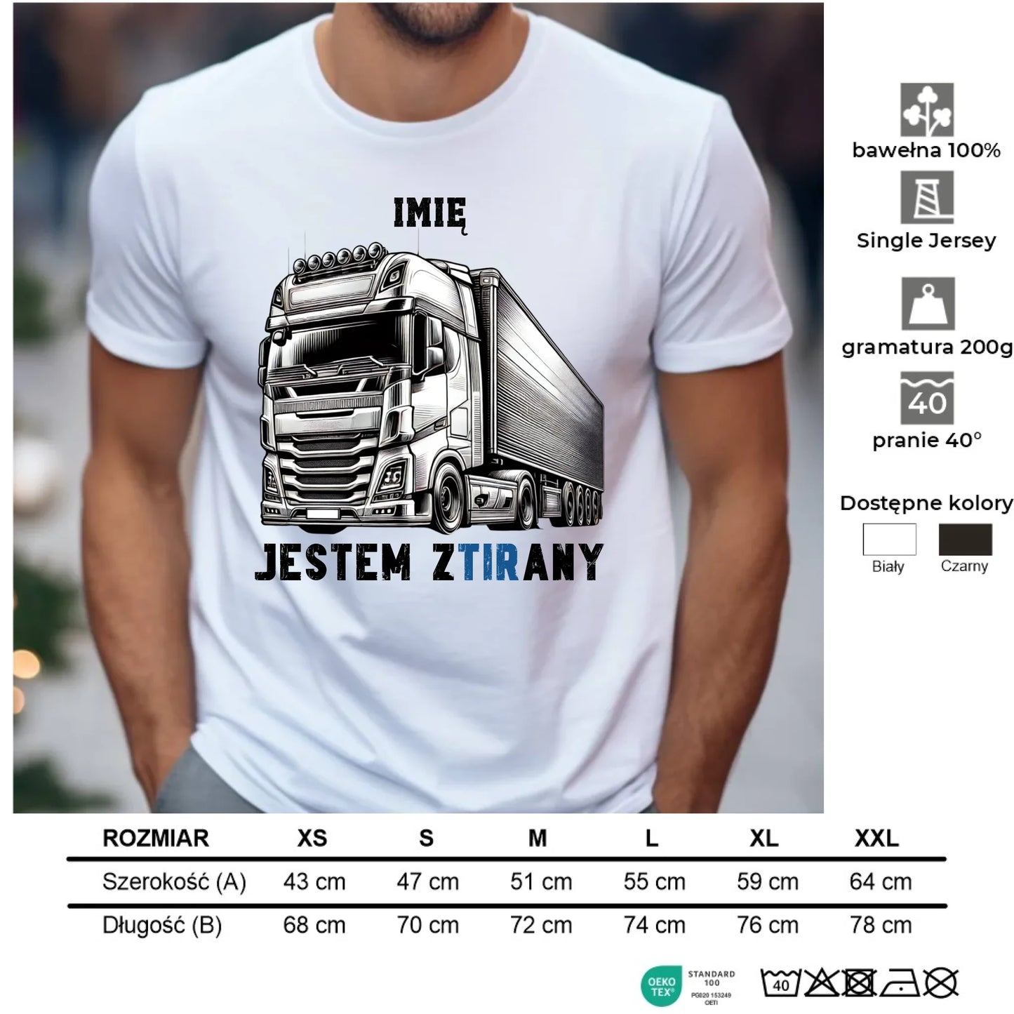 Koszulka męska dla kierowcy tira - Jestem zTIRany - personalizowana ZKT01 - StoryCups.pl