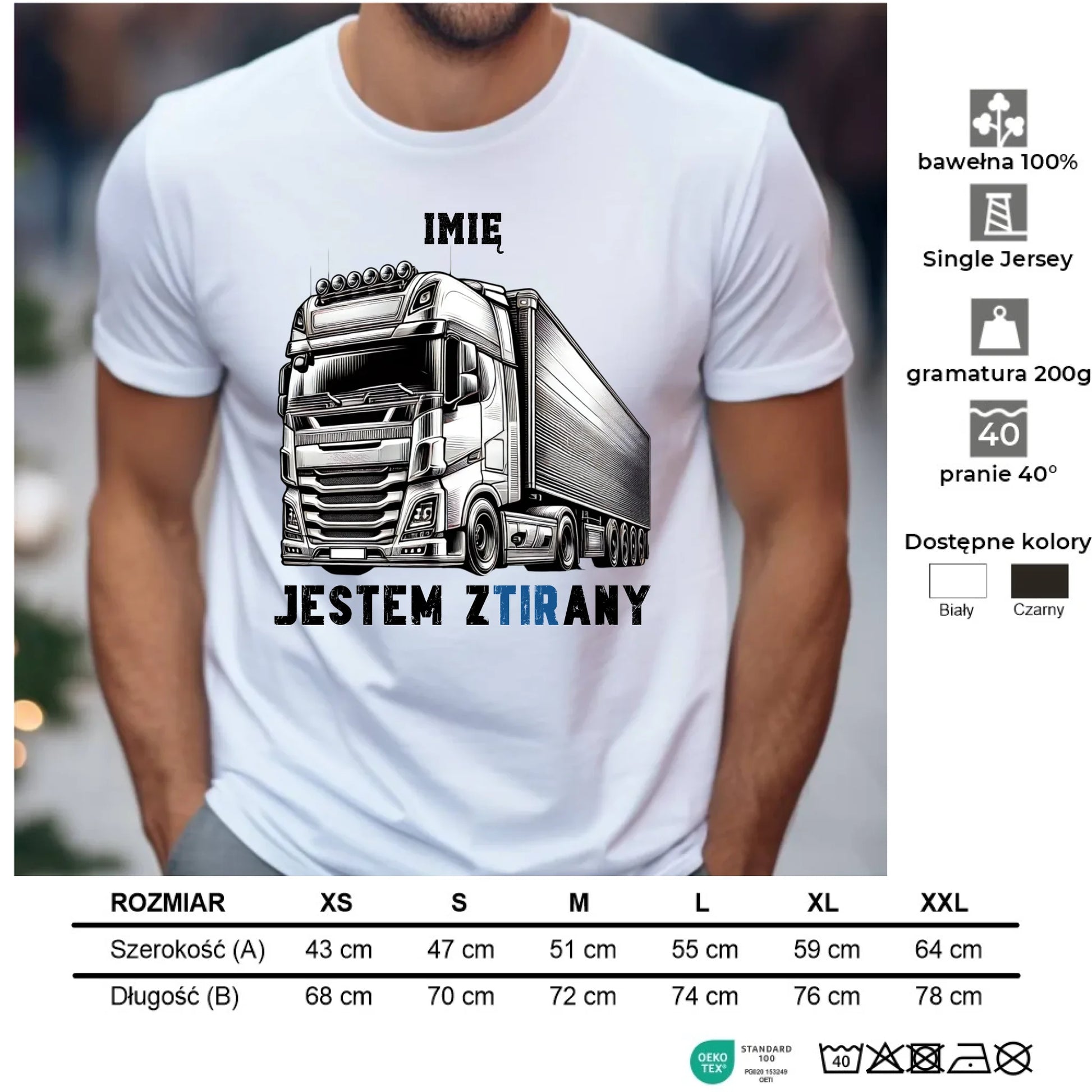 Koszulka męska dla kierowcy tira - Jestem zTIRany - personalizowana ZKT01 - StoryCups.pl