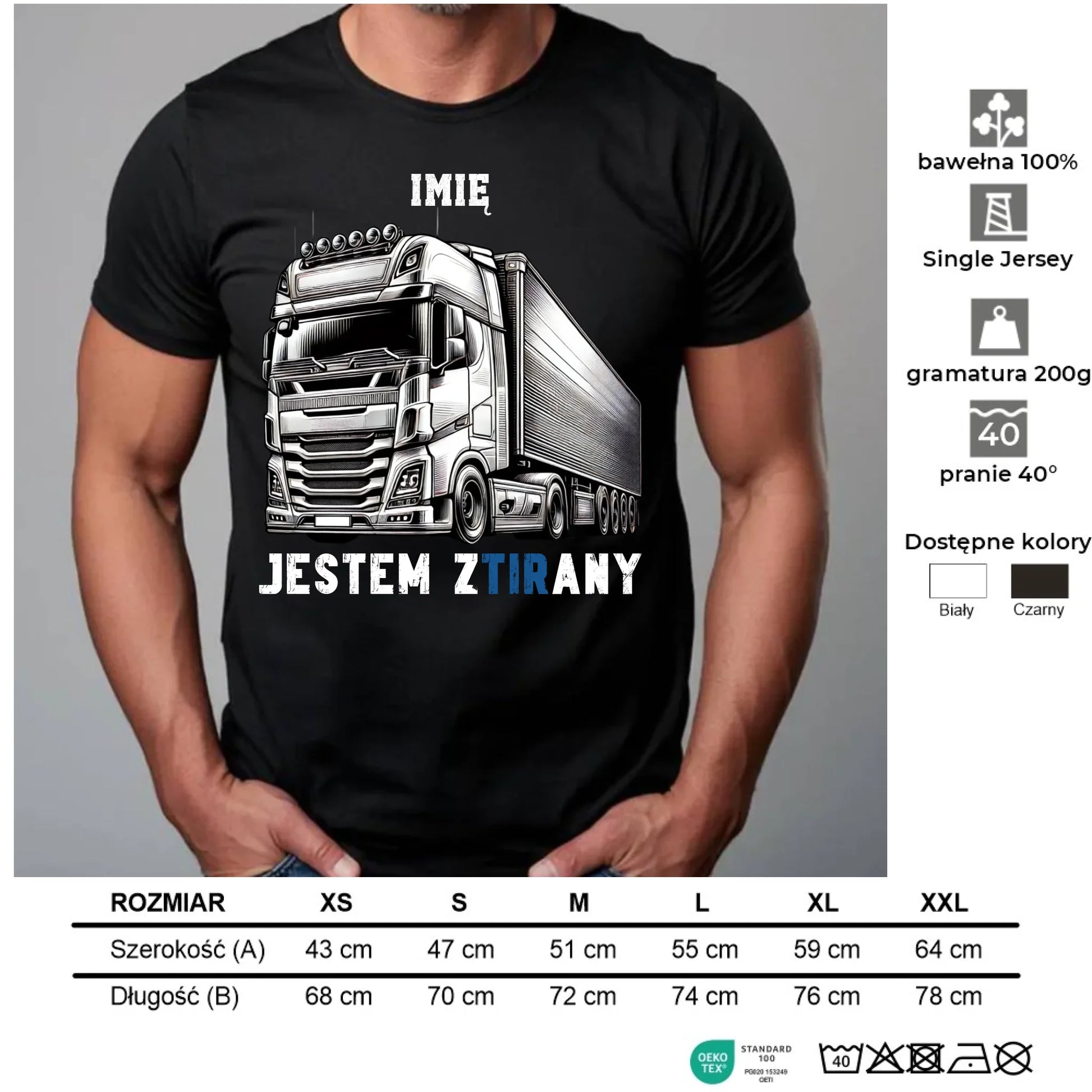 Koszulka męska dla kierowcy tira - Jestem zTIRany - personalizowana ZKT01 - StoryCups.pl