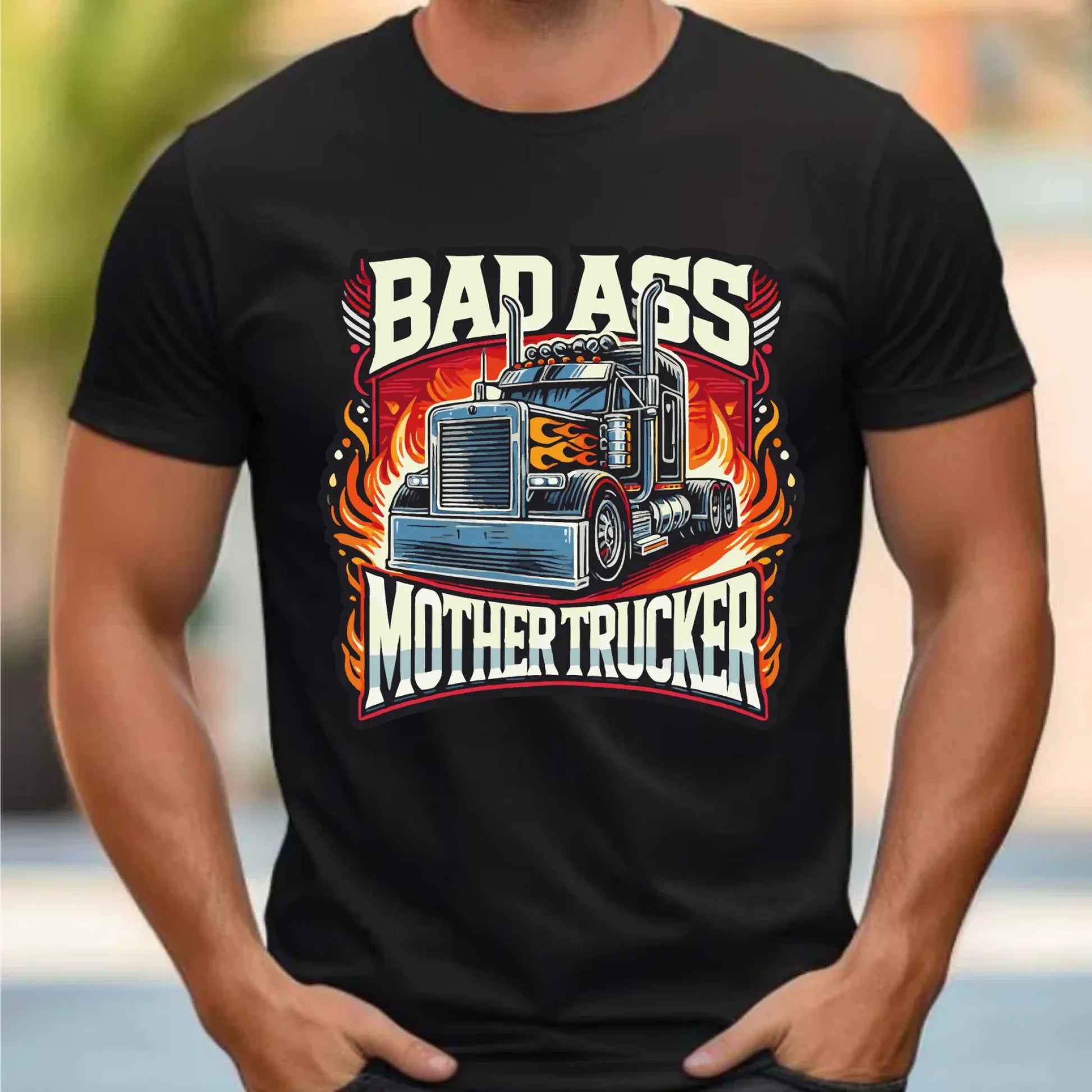 Koszulka męska dla kierowcy tira - Badass Mother Trucker ZKT04 - StoryCups.pl