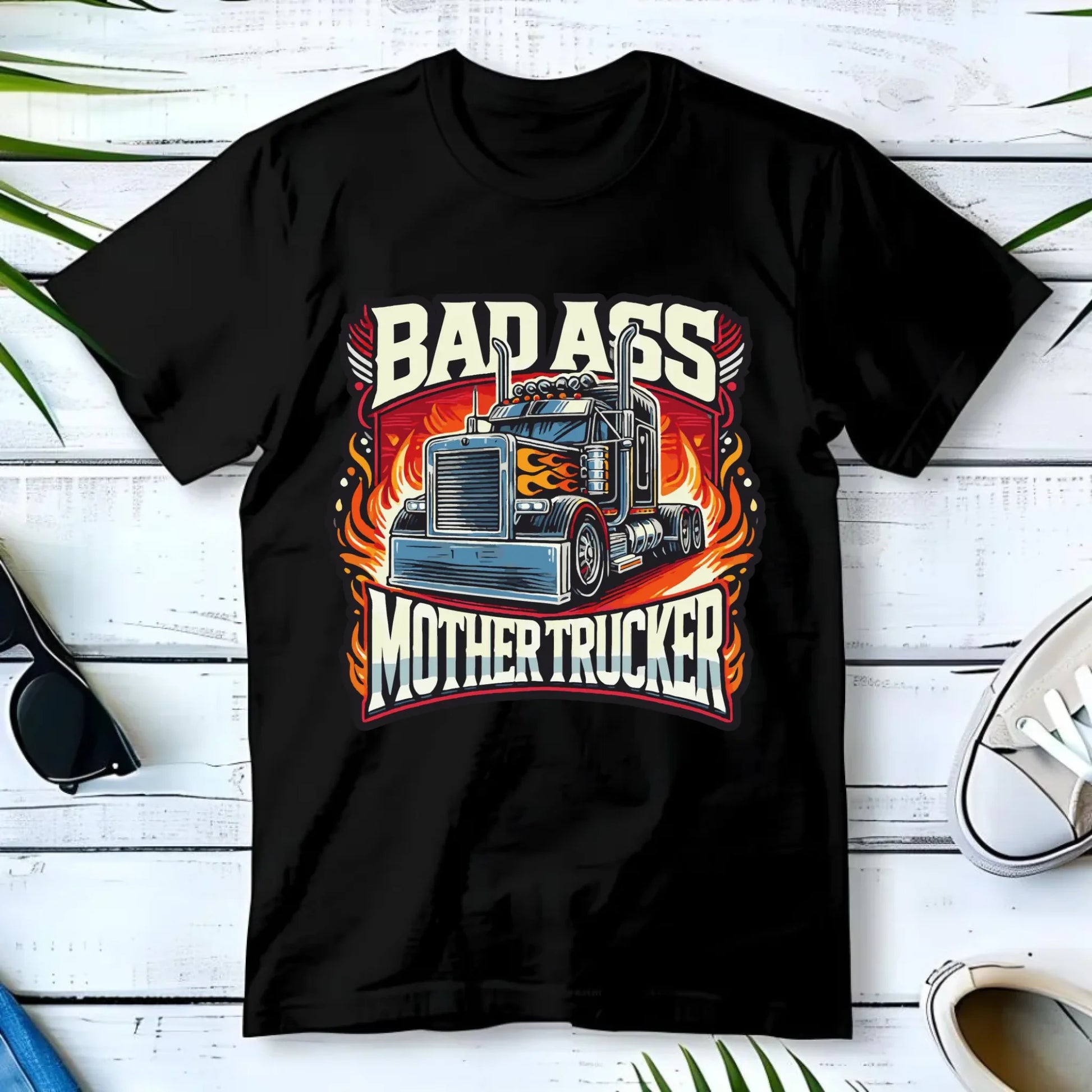 Koszulka męska dla kierowcy tira - Badass Mother Trucker ZKT04 - StoryCups.pl