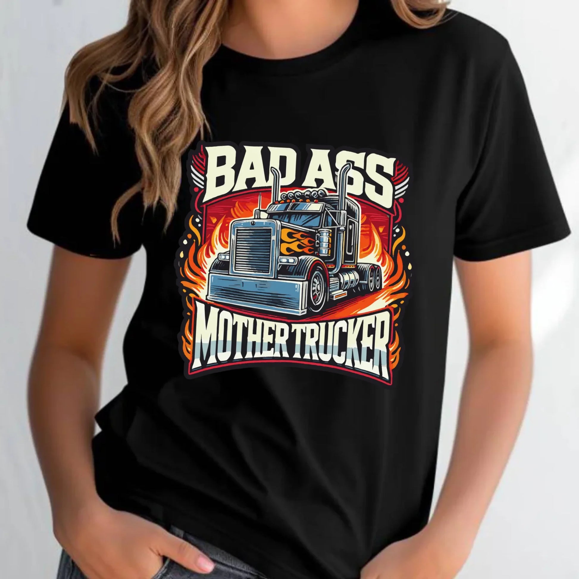 Koszulka damska dla kierowcy tira - Badass Mother Trucker ZKT04 - StoryCups.pl