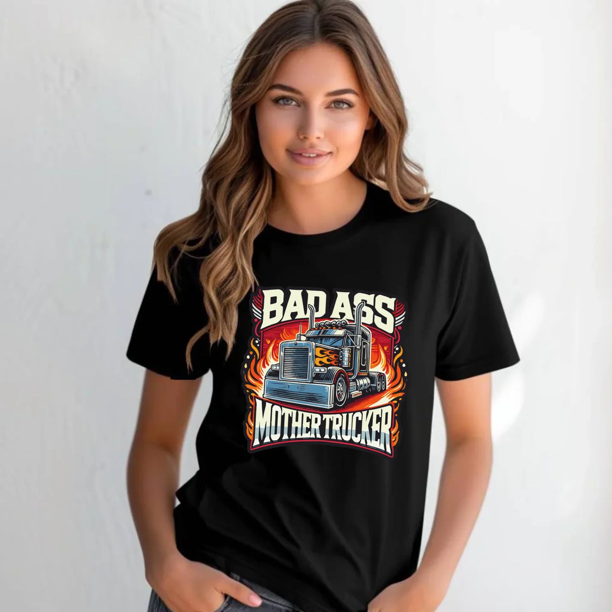 Koszulka damska dla kierowcy tira - Badass Mother Trucker ZKT04 - StoryCups.pl