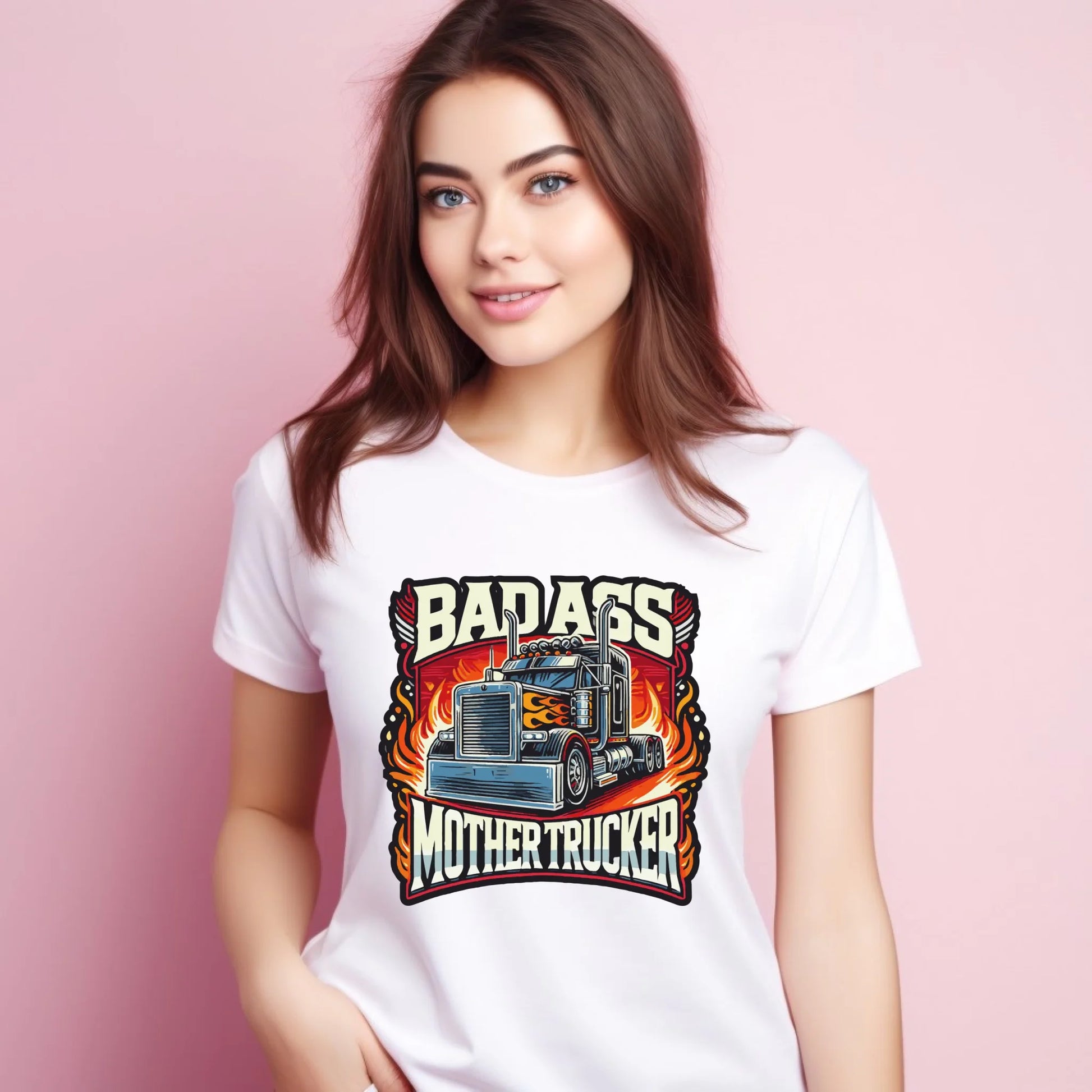Koszulka damska dla kierowcy tira - Badass Mother Trucker ZKT04 - StoryCups.pl