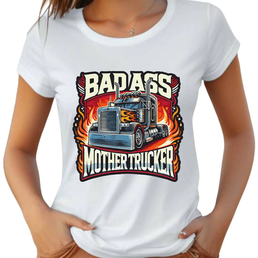 Koszulka damska dla kierowcy tira - Badass Mother Trucker ZKT04 - StoryCups.pl