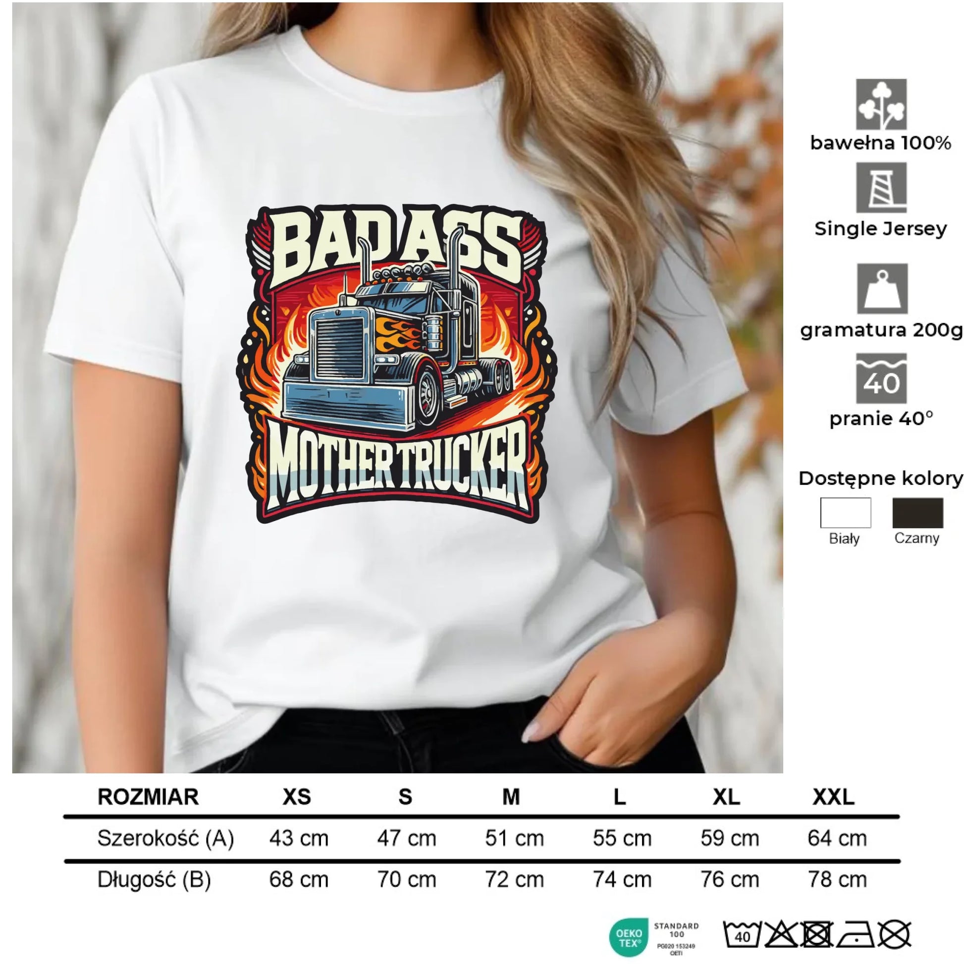 Koszulka damska dla kierowcy tira - Badass Mother Trucker ZKT04 - StoryCups.pl