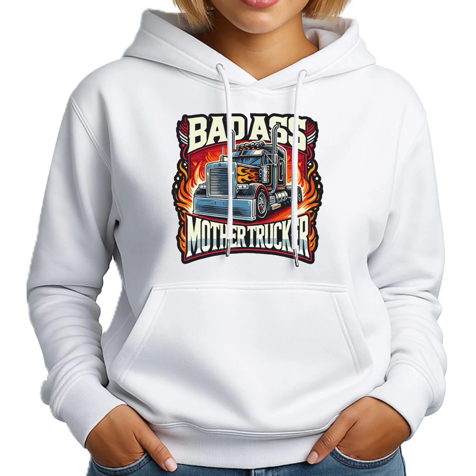 Bluza damska z kapturem dla kierowcy tira - Badass Mother Trucker ZKT04 - StoryCups.pl