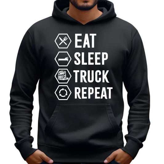Bluza męska z kapturem dla kierowcy ciężarówki - Eat Sleep Truck Repeat ZKT05