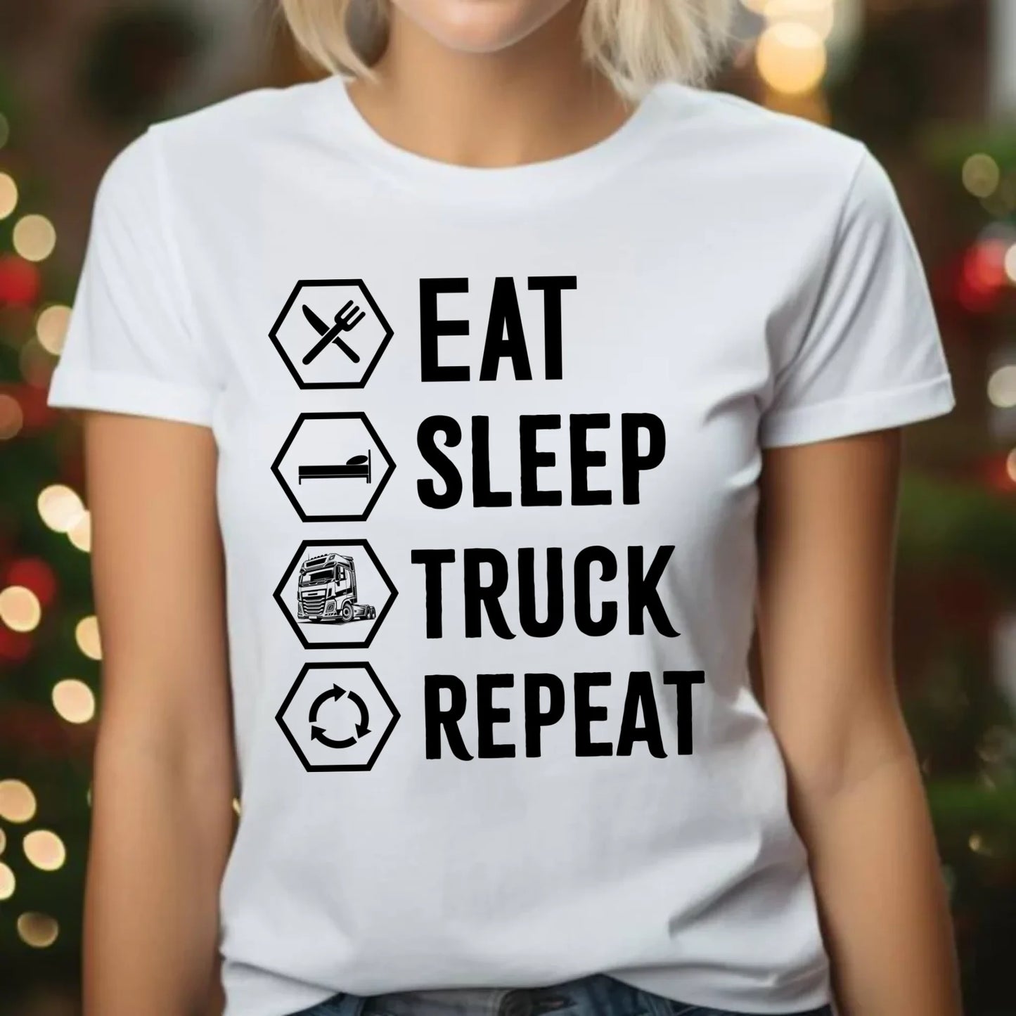 Koszulka damska dla kierowcy ciężarówki - Eat Sleep Truck Repeat ZKT05 - StoryCups.pl