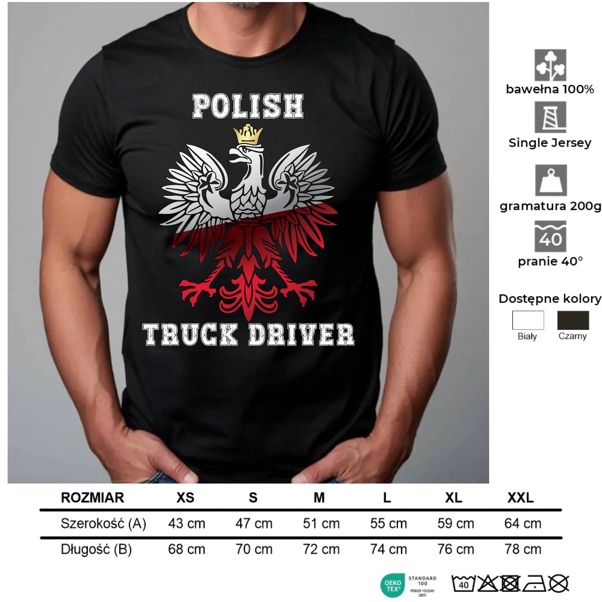 Koszulka męska dla kierowcy ciężarówki - Polish Truck Driver ZKT06 - StoryCups.pl