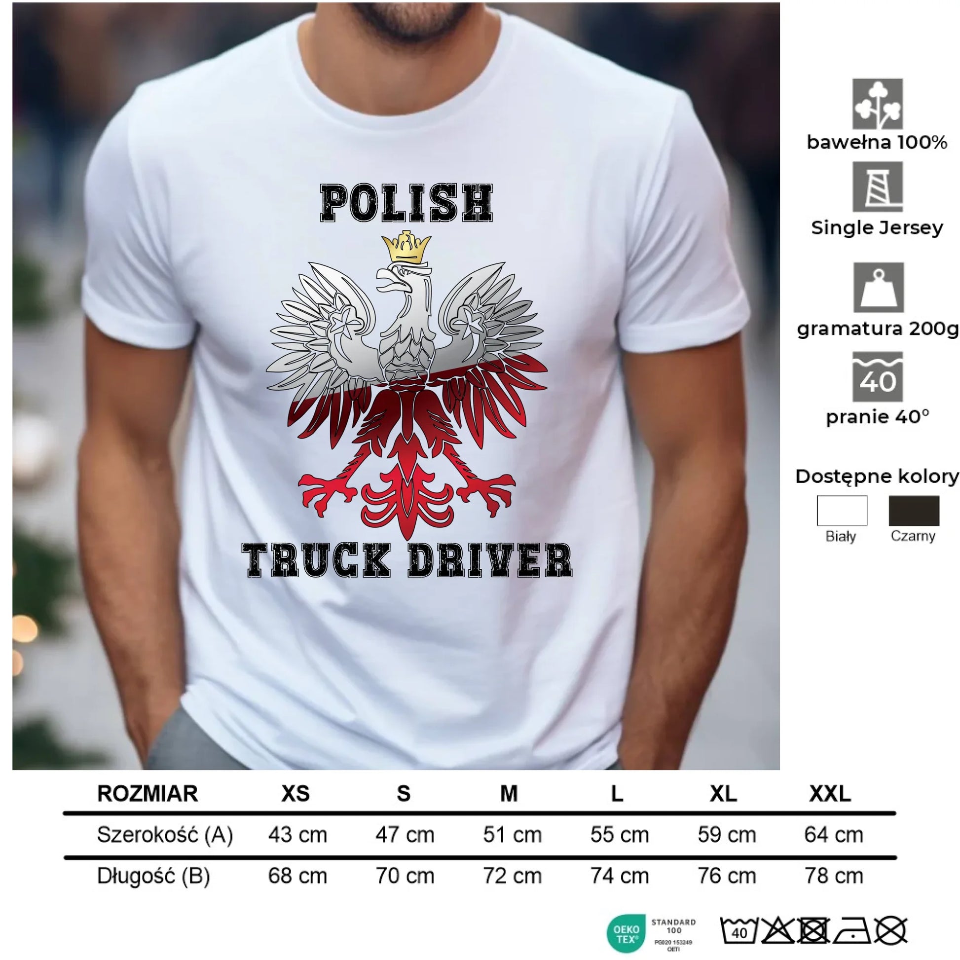 Koszulka męska dla kierowcy ciężarówki - Polish Truck Driver ZKT06 - StoryCups.pl