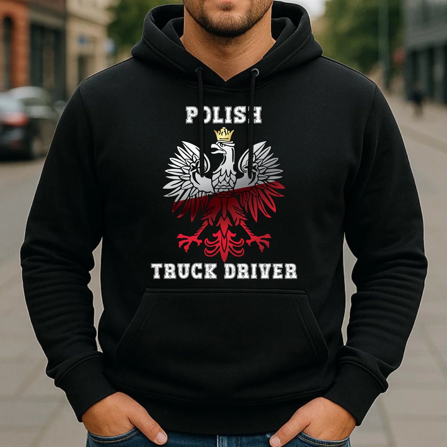 Bluza męska z kapturem dla kierowcy ciężarówki - Polish Truck Driver ZKT06 - StoryCups.pl