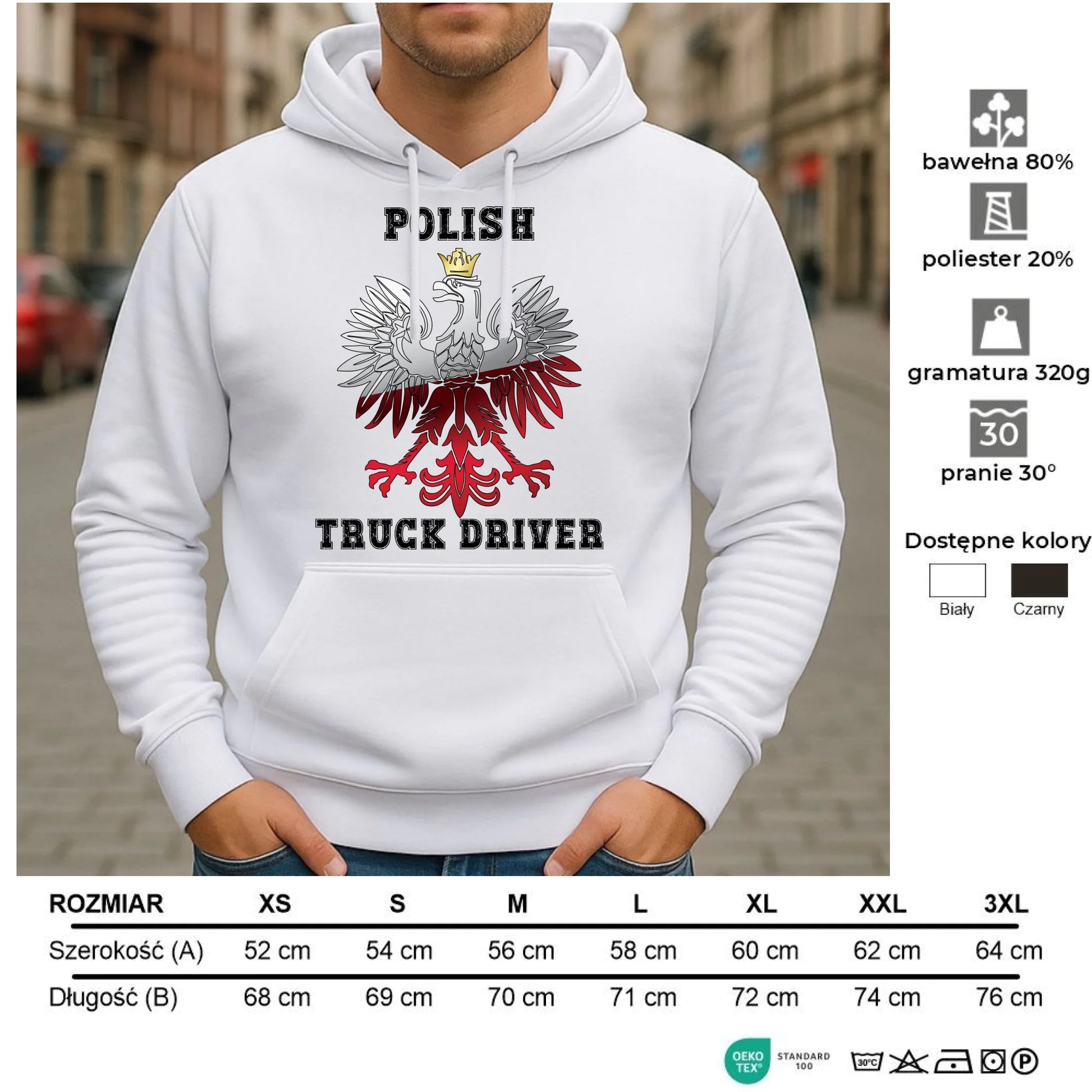Bluza męska z kapturem dla kierowcy ciężarówki - Polish Truck Driver ZKT06 - StoryCups.pl