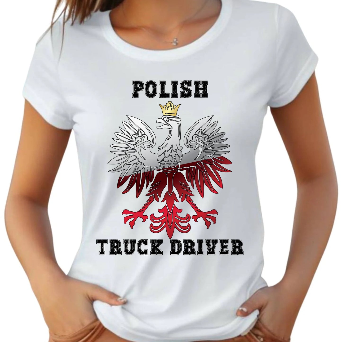 Koszulka damska dla kierowcy ciężarówki - Polish Truck Driver ZKT06 - StoryCups.pl