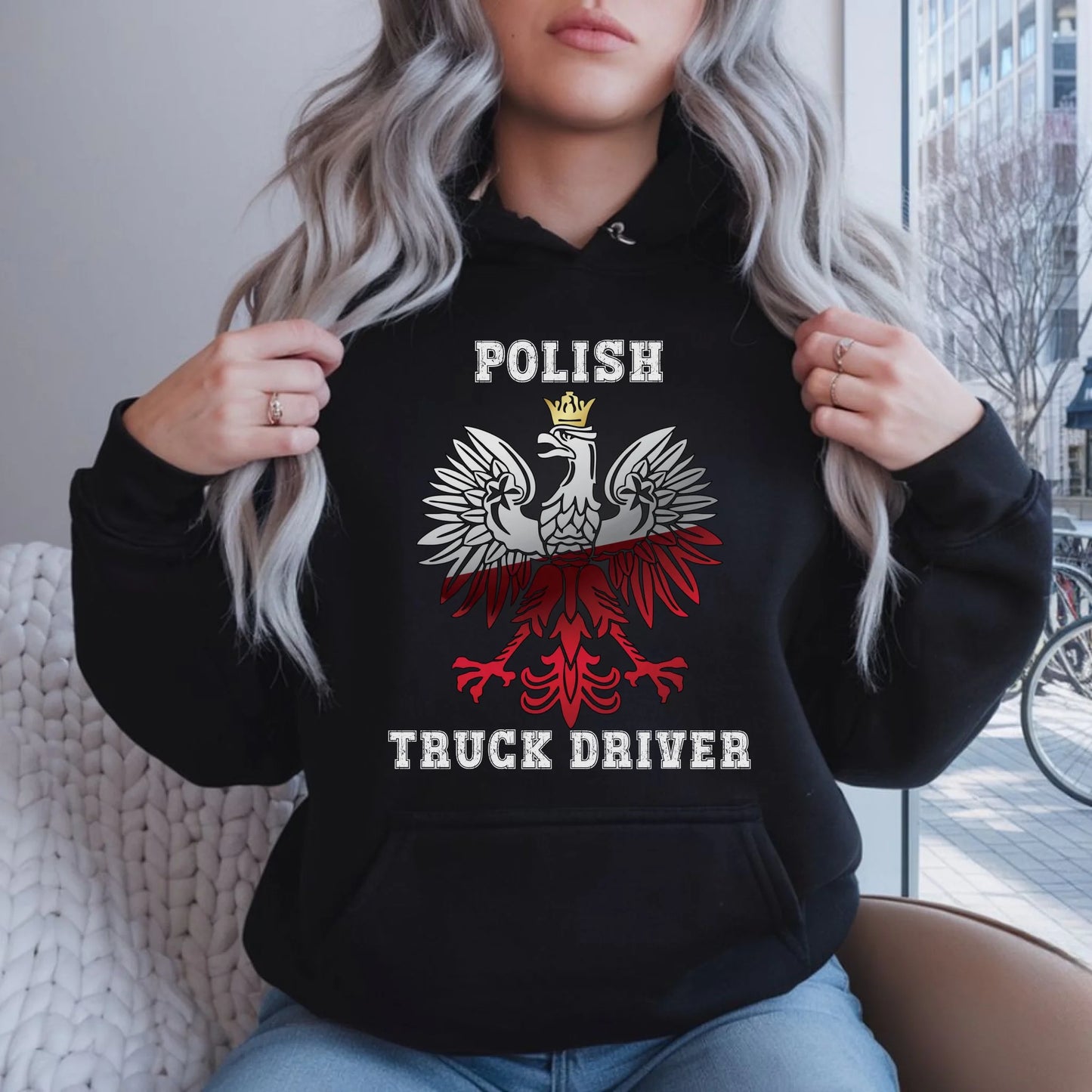 Bluza damska z kapturem dla kierowcy ciężarówki - Polish Truck Driver ZKT06 - StoryCups.pl
