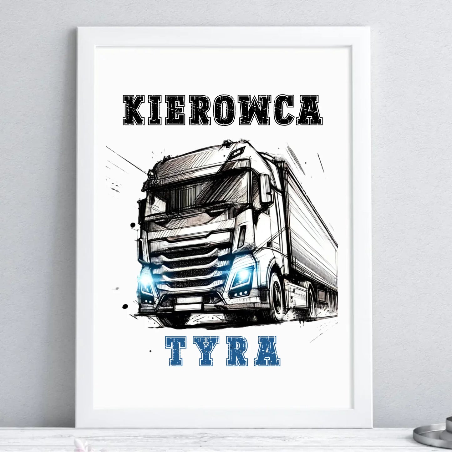 Plakat w ramie dla kierowcy ciężarówki - Kierowca tyra ZKT07 - StoryCups.pl