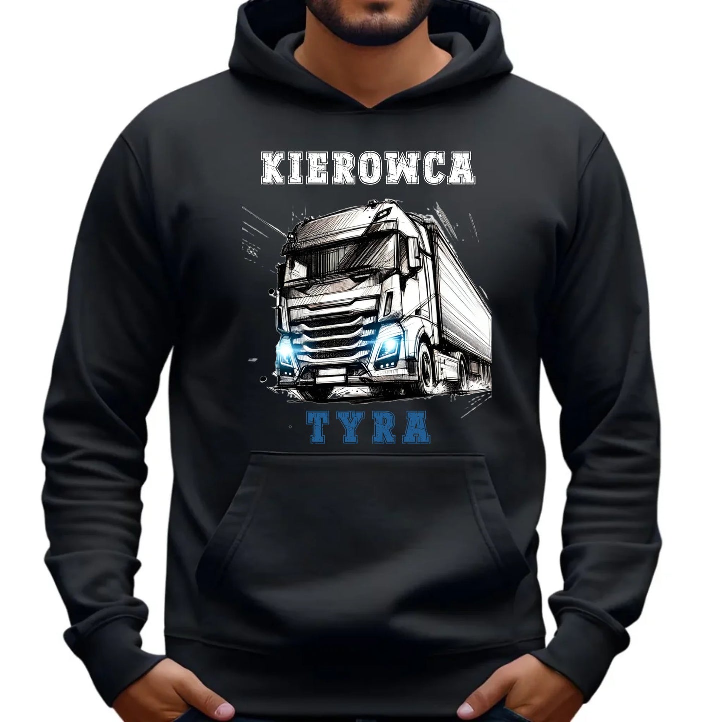 Bluza męska z kapturem dla kierowcy ciężarówki - Kierowca tyra ZKT07 - StoryCups.pl