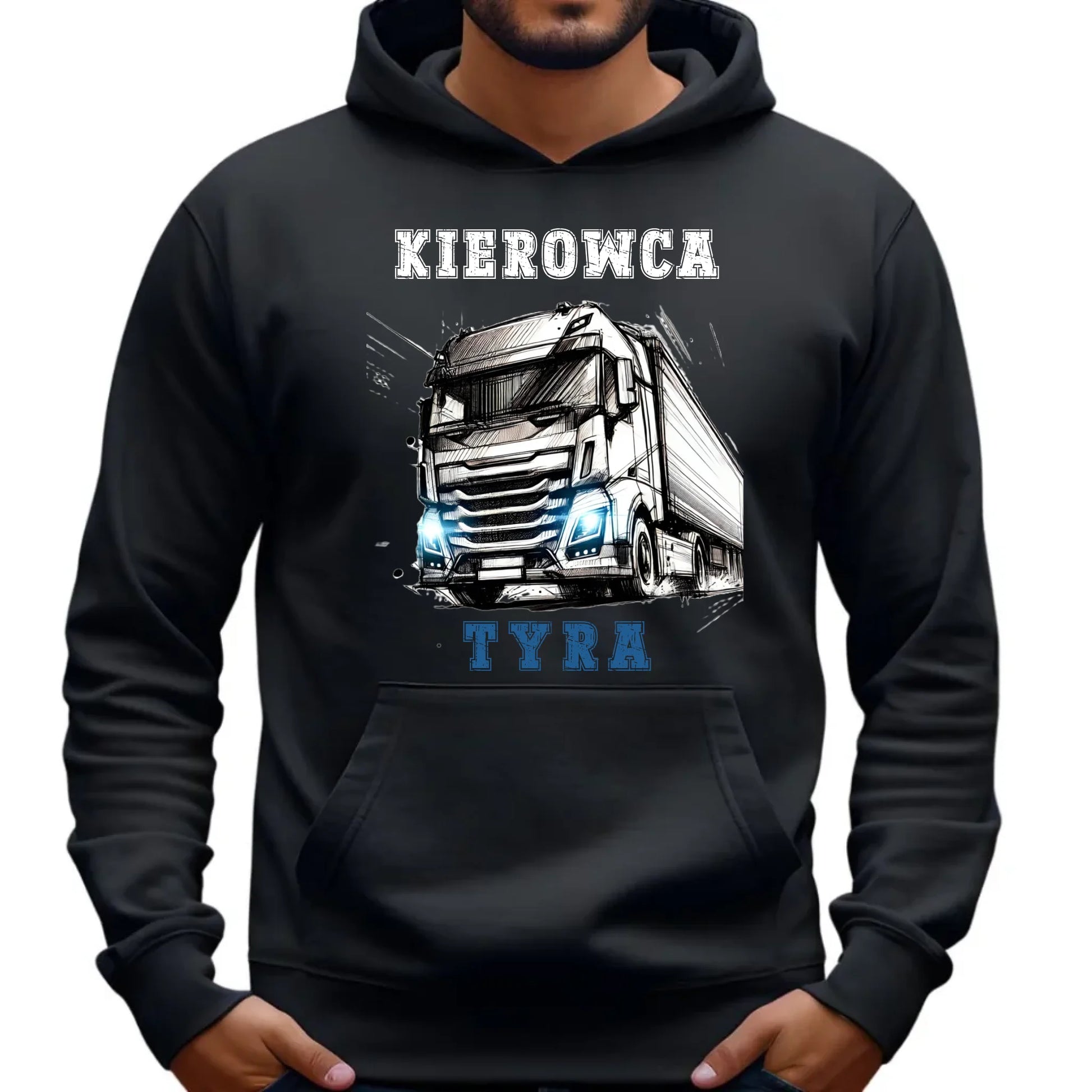Bluza męska z kapturem dla kierowcy ciężarówki - Kierowca tyra ZKT07 - StoryCups.pl