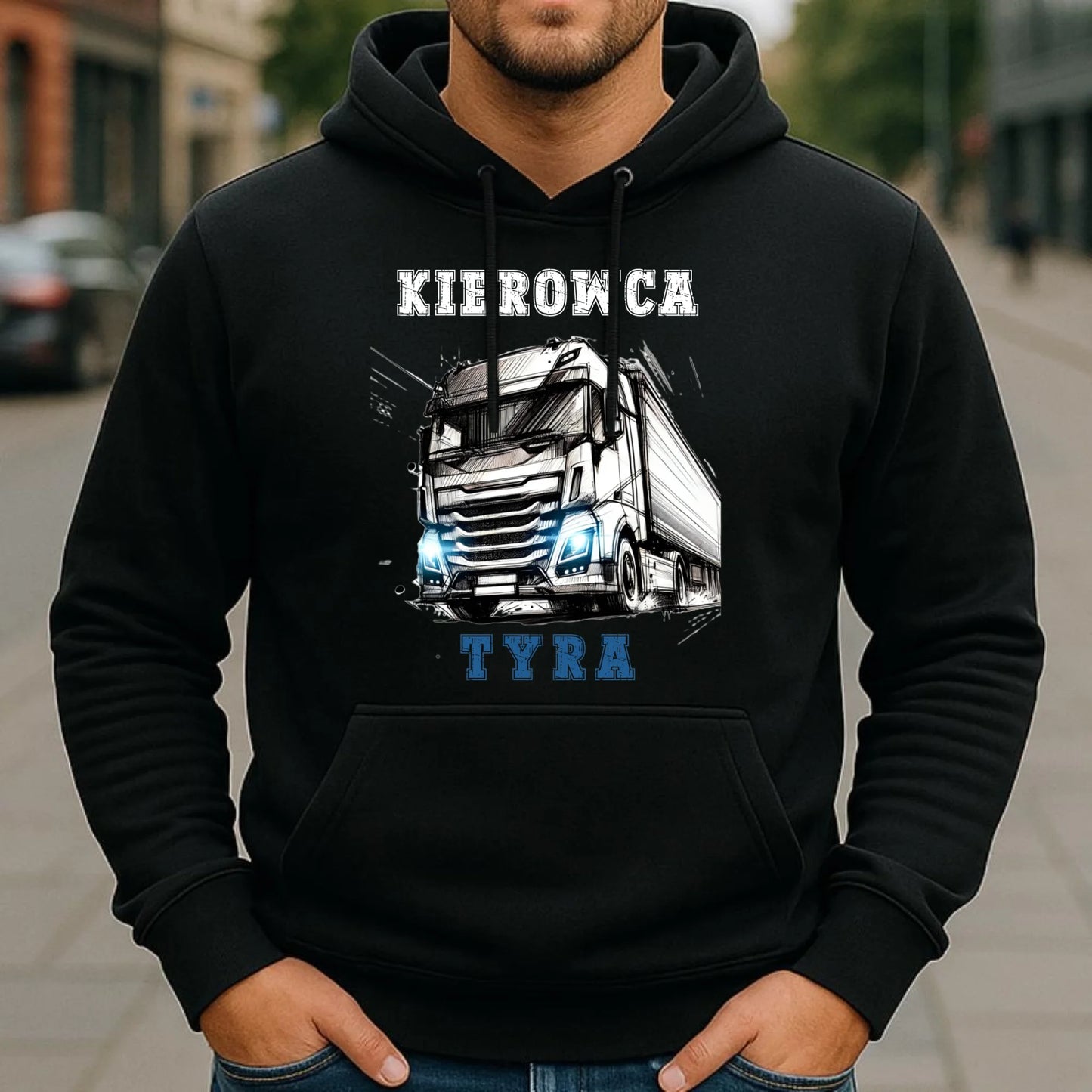 Bluza męska z kapturem dla kierowcy ciężarówki - Kierowca tyra ZKT07 - StoryCups.pl