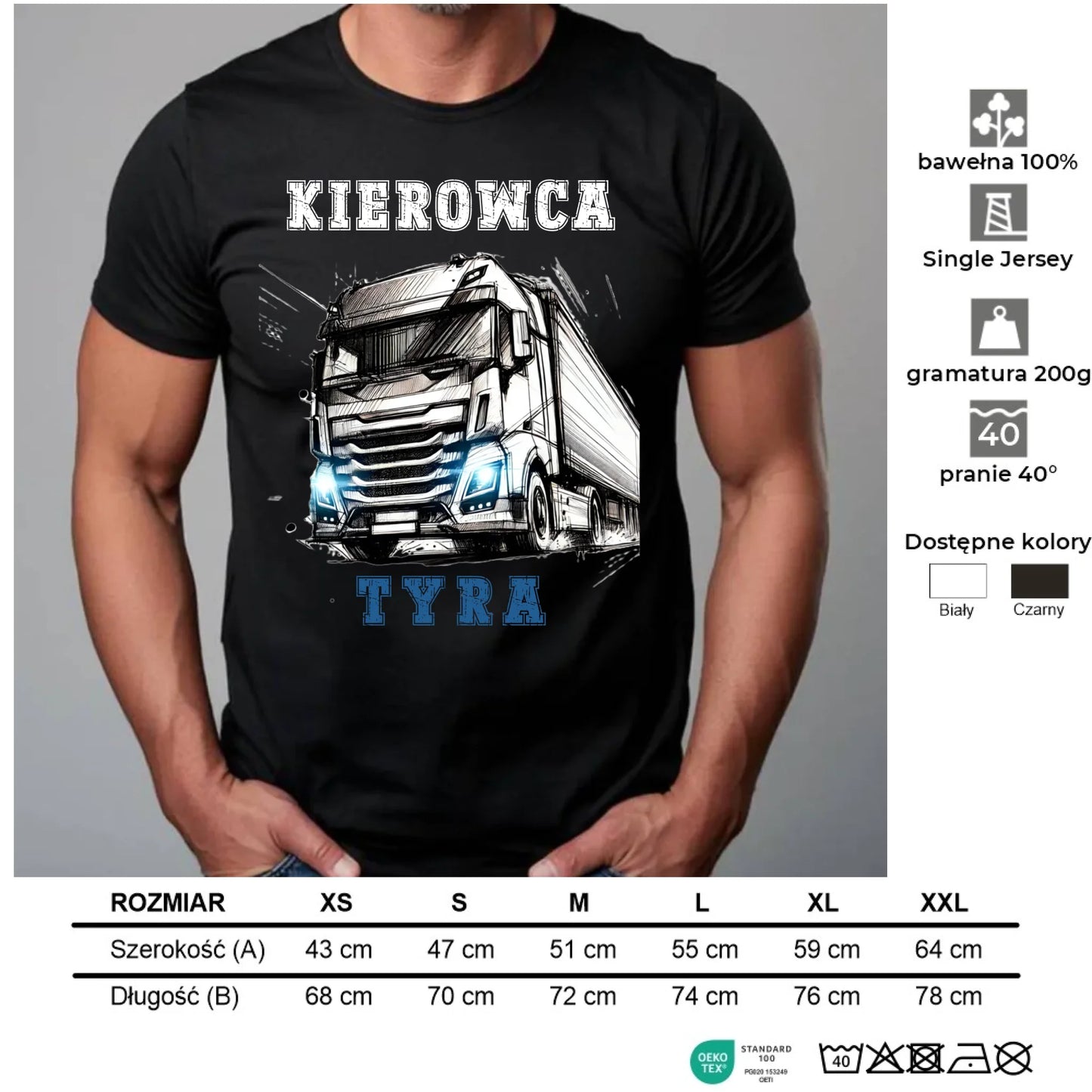 Koszulka męska dla kierowcy ciężarówki - Kierowca tyra ZKT07 - StoryCups.pl