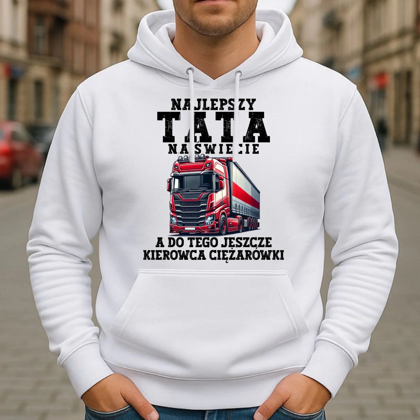 Bluza męska z kapturem - Najlepszy tata, a do tego kierowca ciężarówki ZKT09 - StoryCups.pl