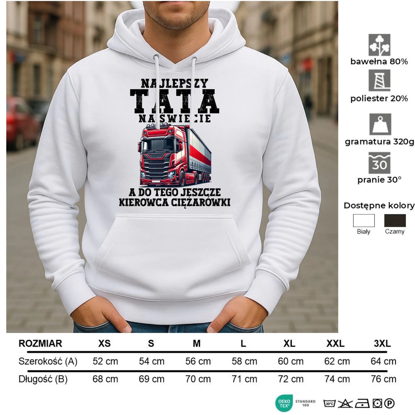 Bluza męska z kapturem - Najlepszy tata, a do tego kierowca ciężarówki ZKT09 - StoryCups.pl