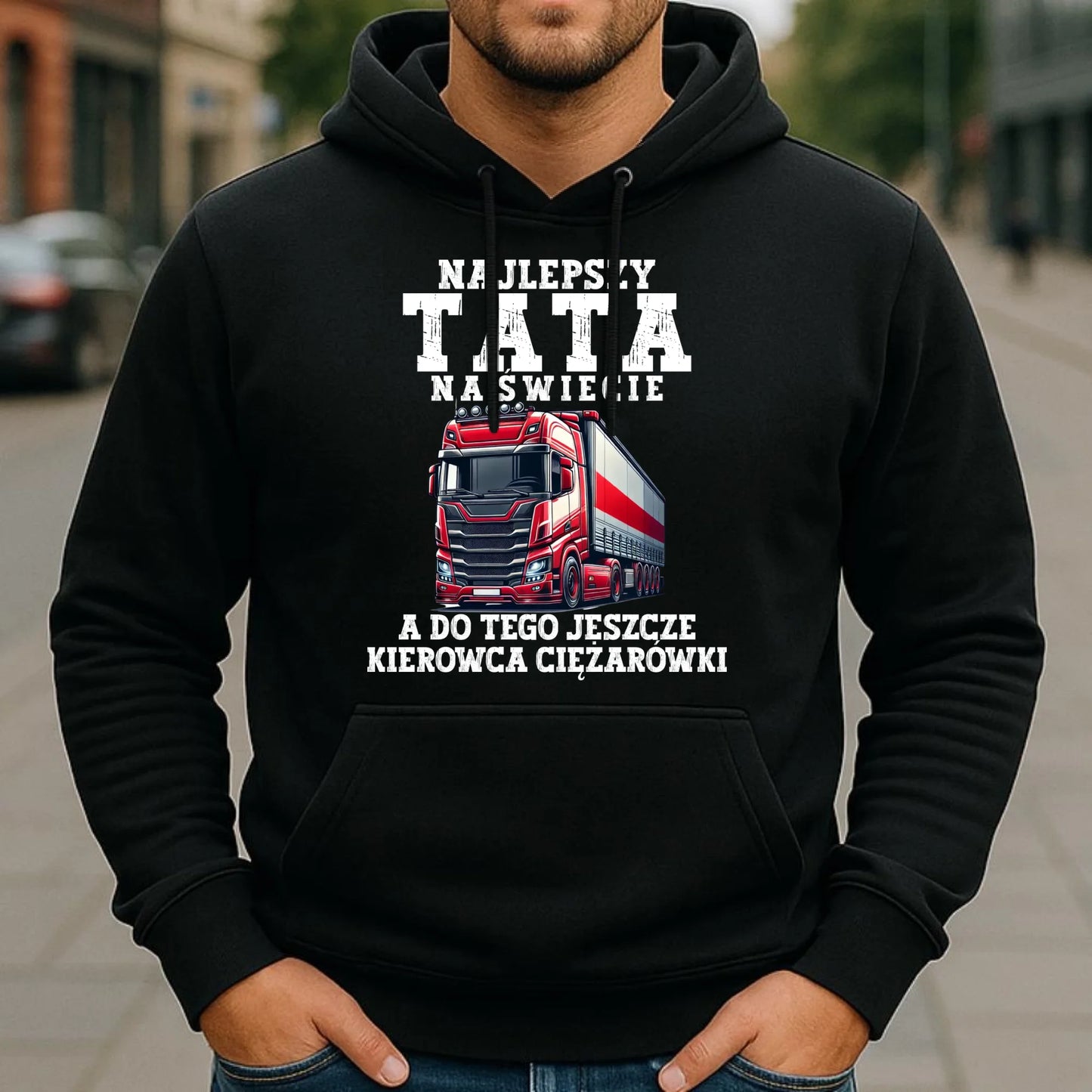 Bluza męska z kapturem - Najlepszy tata, a do tego kierowca ciężarówki ZKT09 - StoryCups.pl