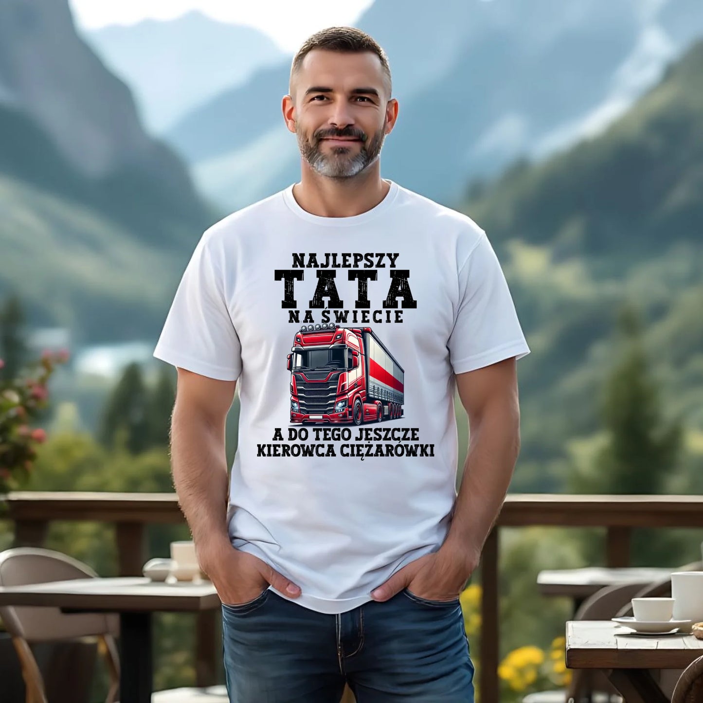 Koszulka męska - Najlepszy tata, a do tego kierowca ciężarówki ZKT09 - StoryCups.pl