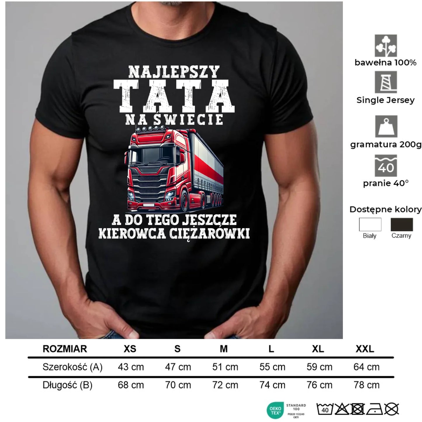 Koszulka męska - Najlepszy tata, a do tego kierowca ciężarówki ZKT09 - StoryCups.pl