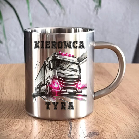 Kubek metalowy dla kierowcy ciężarówki - Kierowca tyra ZKT15 - StoryCups.pl