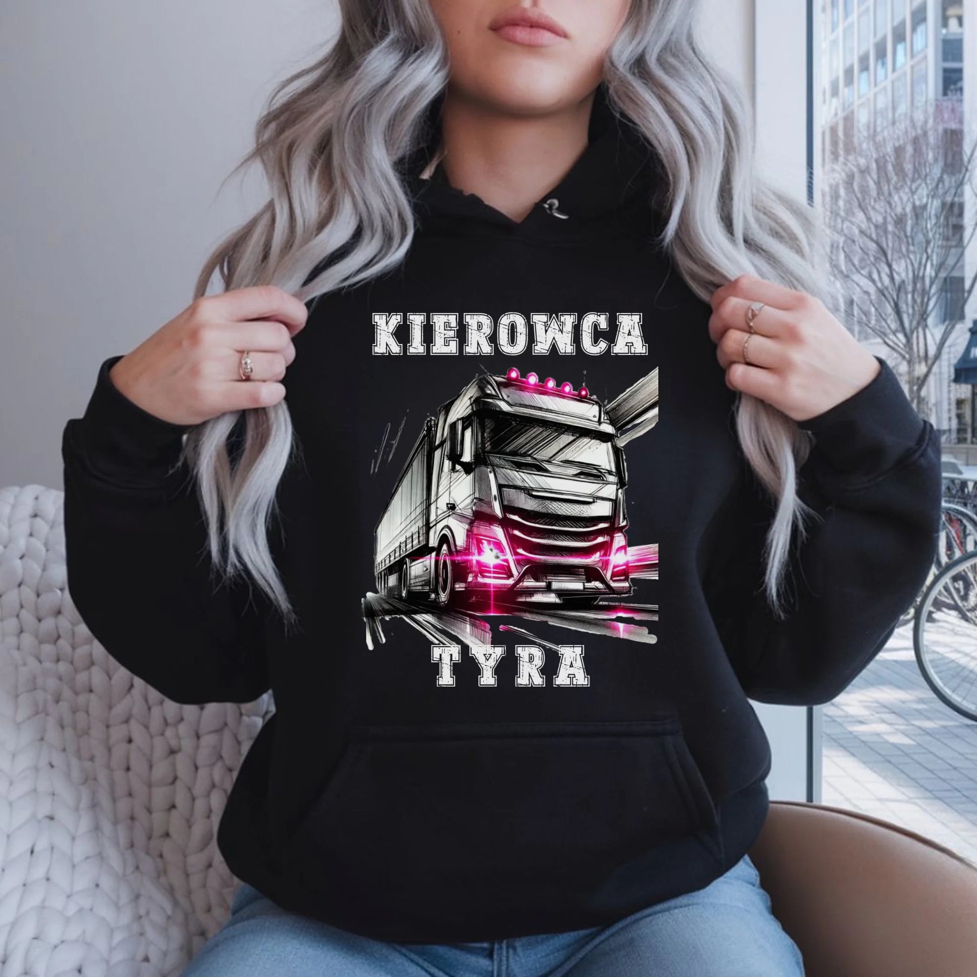 Bluza damska z kapturem dla kierowcy ciężarówki - Kierowca tyra ZKT15 - StoryCups.pl