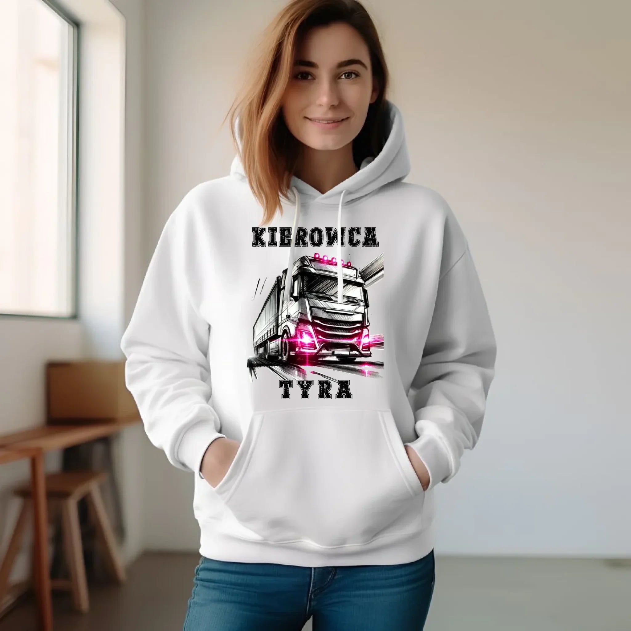 Bluza damska z kapturem dla kierowcy ciężarówki - Kierowca tyra ZKT15 - StoryCups.pl