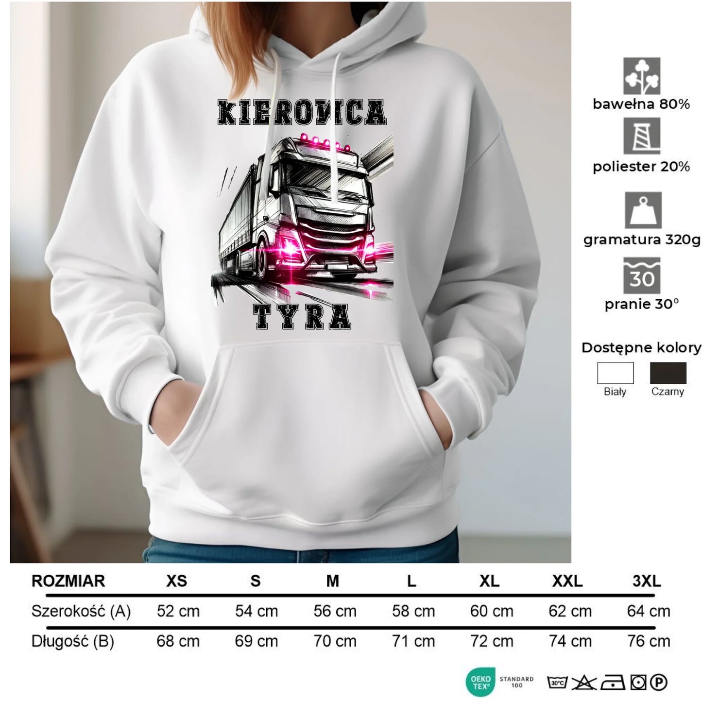 Bluza damska z kapturem dla kierowcy ciężarówki - Kierowca tyra ZKT15 - StoryCups.pl